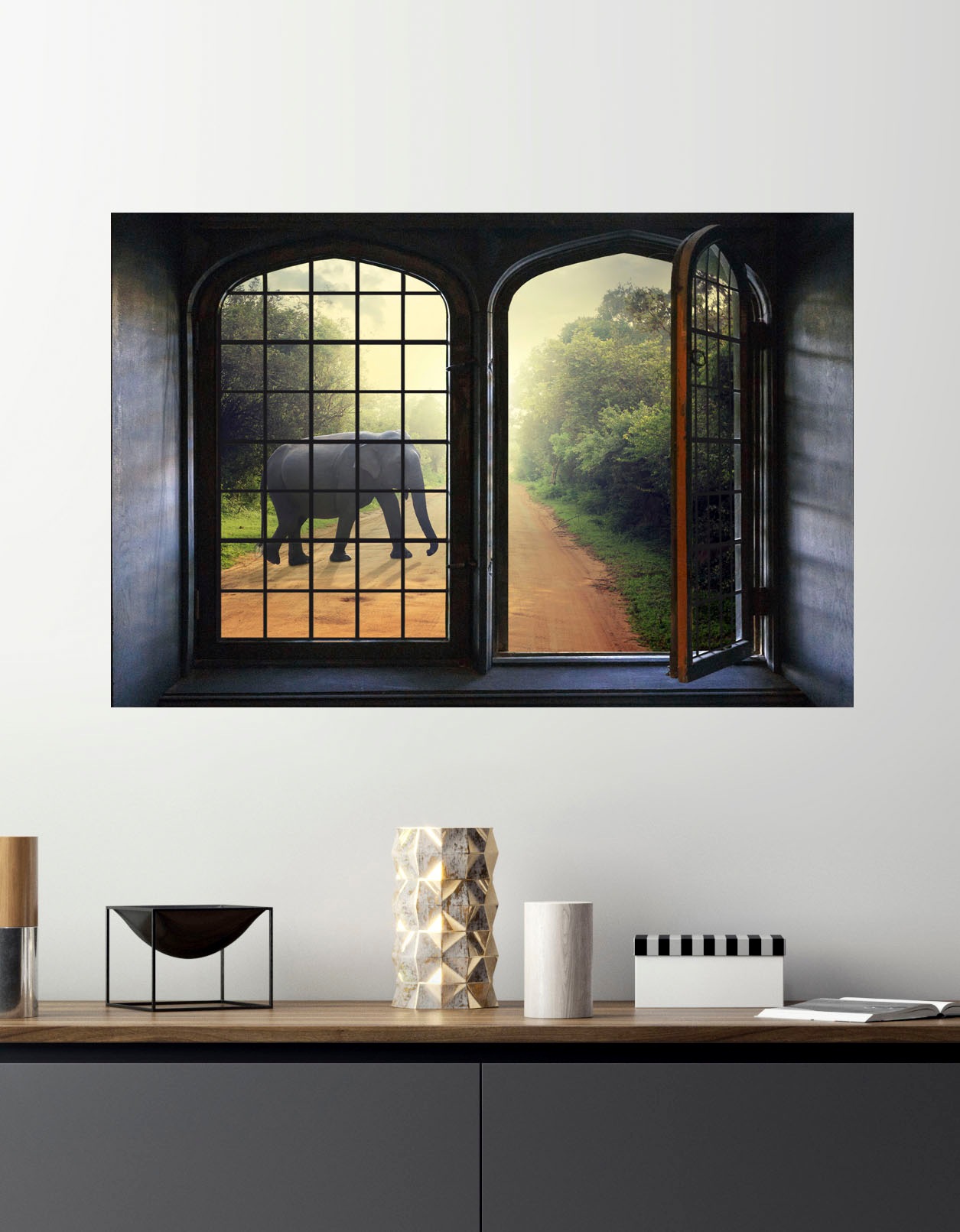 queence Wandsticker »Elefant« Wandsticker, Wandbild, selbstklebend, 3D, Fenster