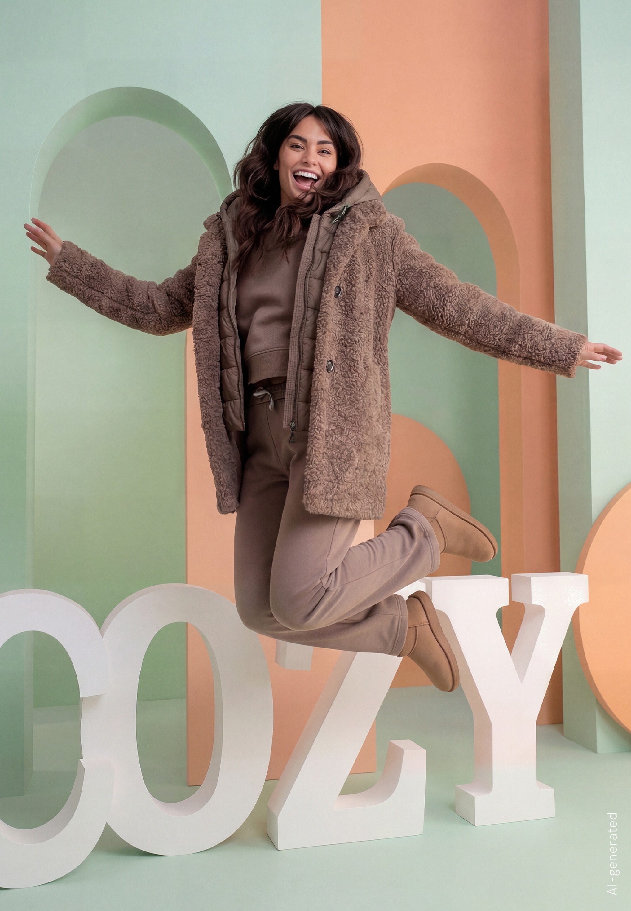 Amber & June Plüschjacke »Plüschjacke mit abnehmbarem Westenteil«