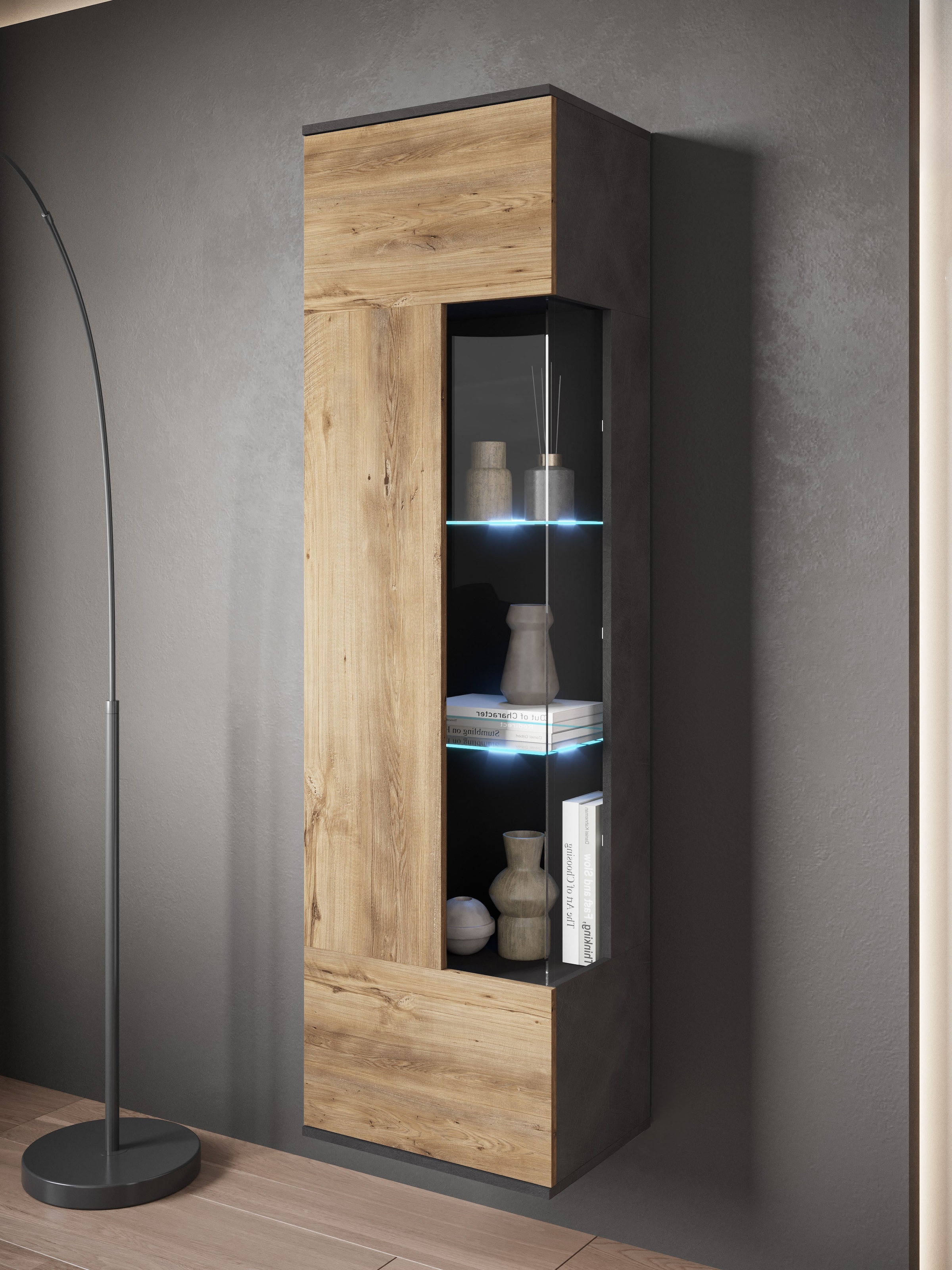 INOSIGN Vitrine »Kenia, stehend und hängend, Türanschlag wechselbar«, (1 St.), Vitrineschrank mit Glastüren 160 cm Höhe
