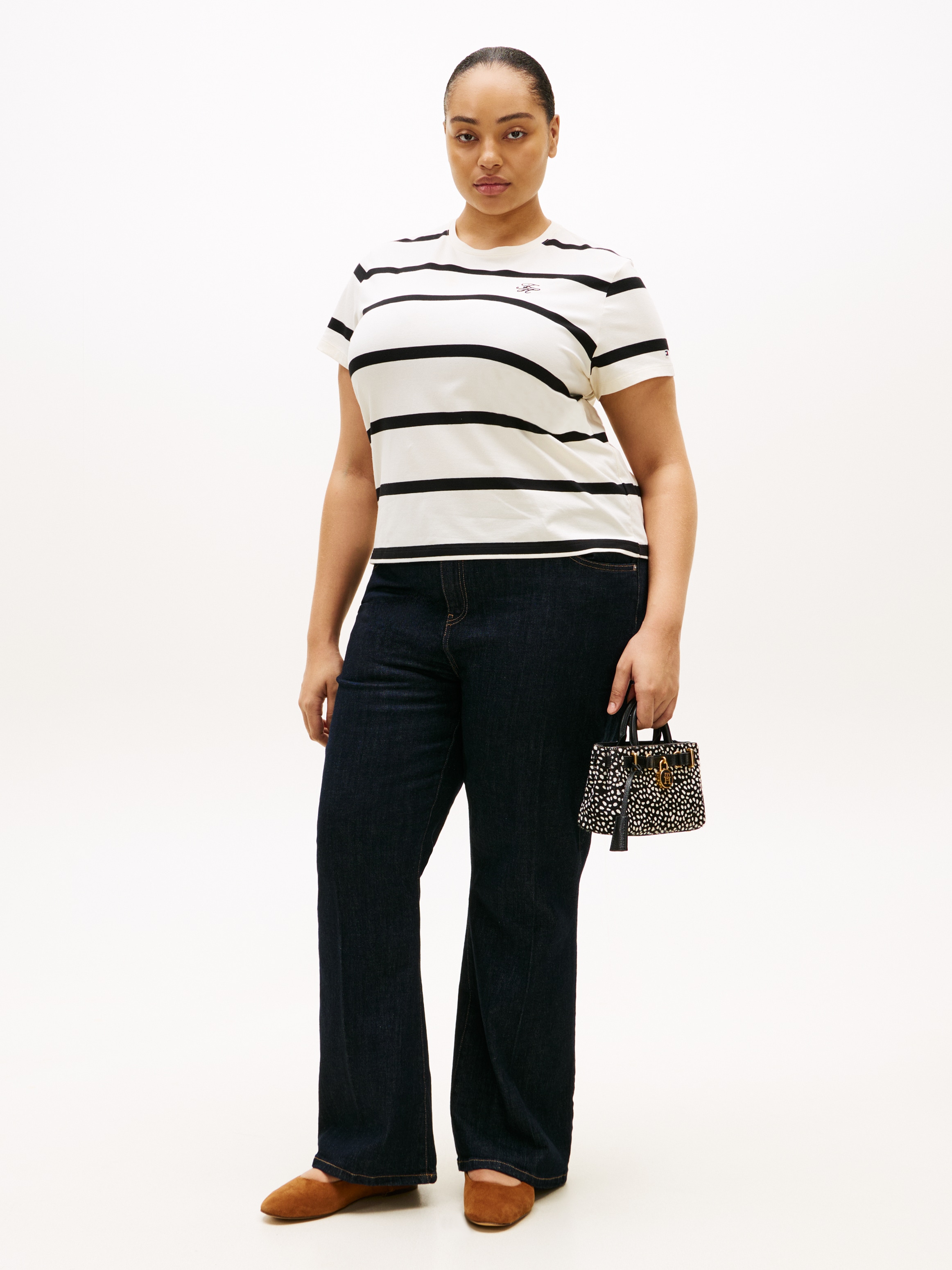 Tommy Hilfiger Curve Kurzarmshirt »CRV TH SCRIPT REG C-NK SS TEE« in großen Größen