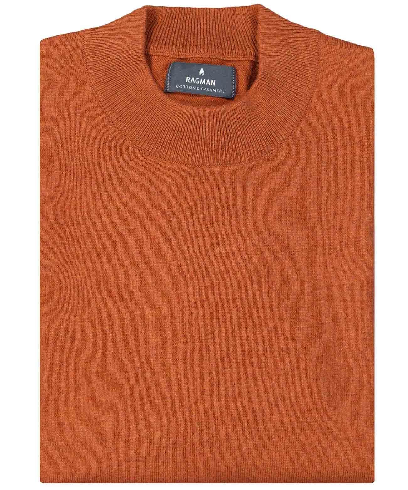 Ragman Herren Rundhalspullover in orange, Größe 56