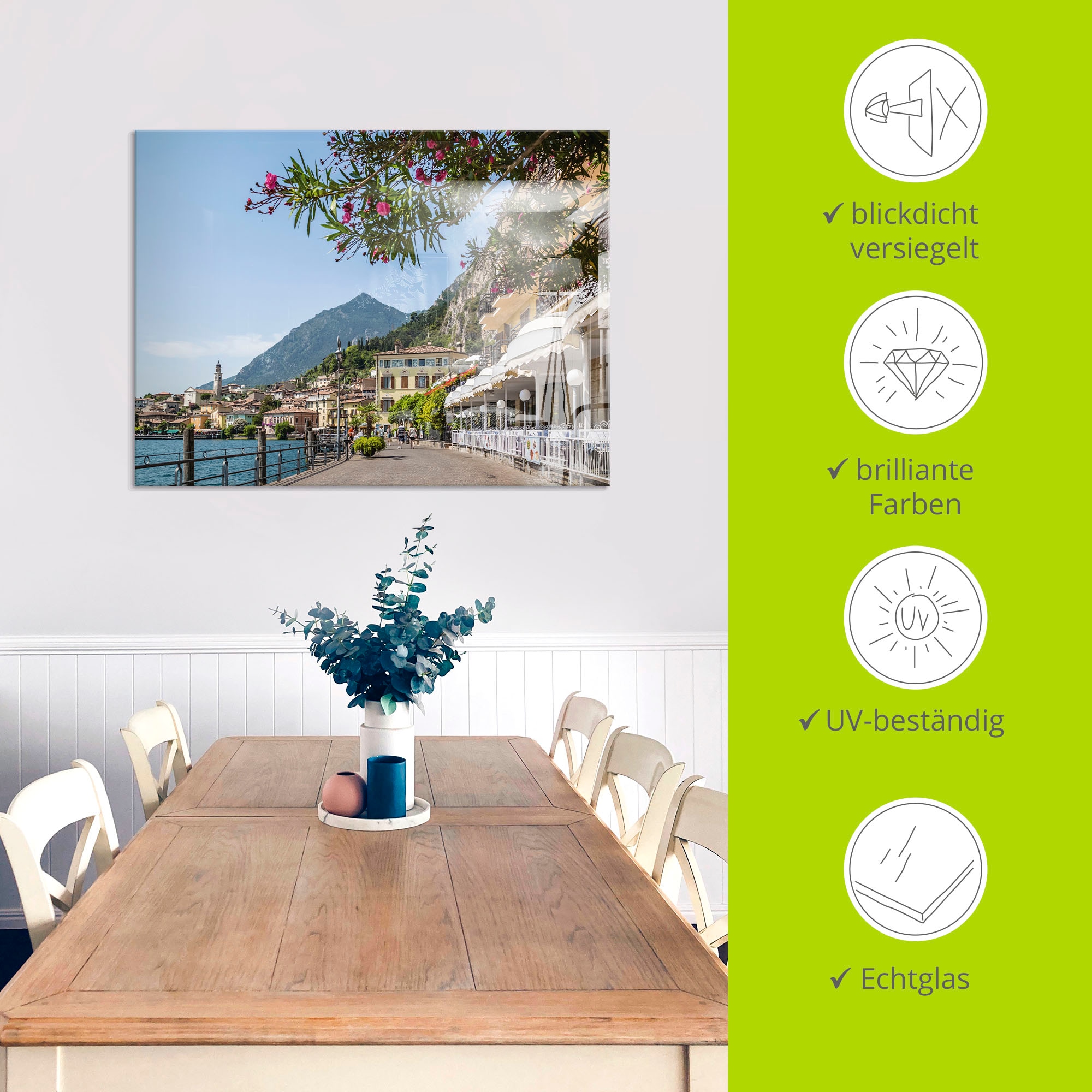 Artland Glasbild »Gardasee Limone sul Garda«, Europa, (1 St.), in verschiedenen Größen