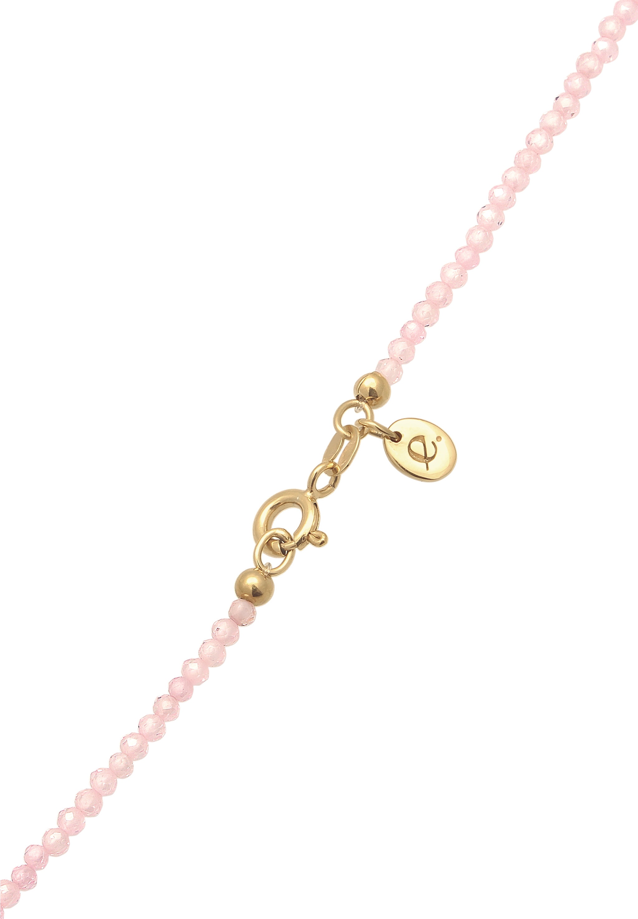 Elli Premium Silberkette »Halskette Perlen Quarz Rosé 925 Sterling Silber vergoldet«