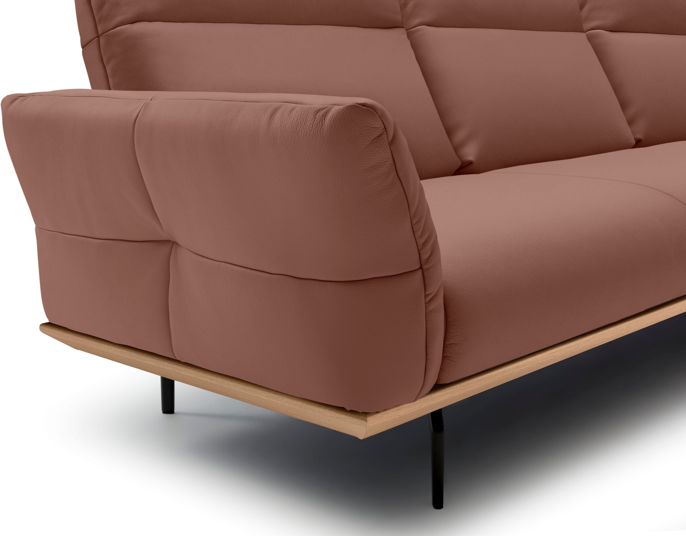 Creation BY ROLF BENZ Ecksofa »hs.460«, Sockel in Eiche, Winkelfüße in Umbragrau, Breite 338 cm