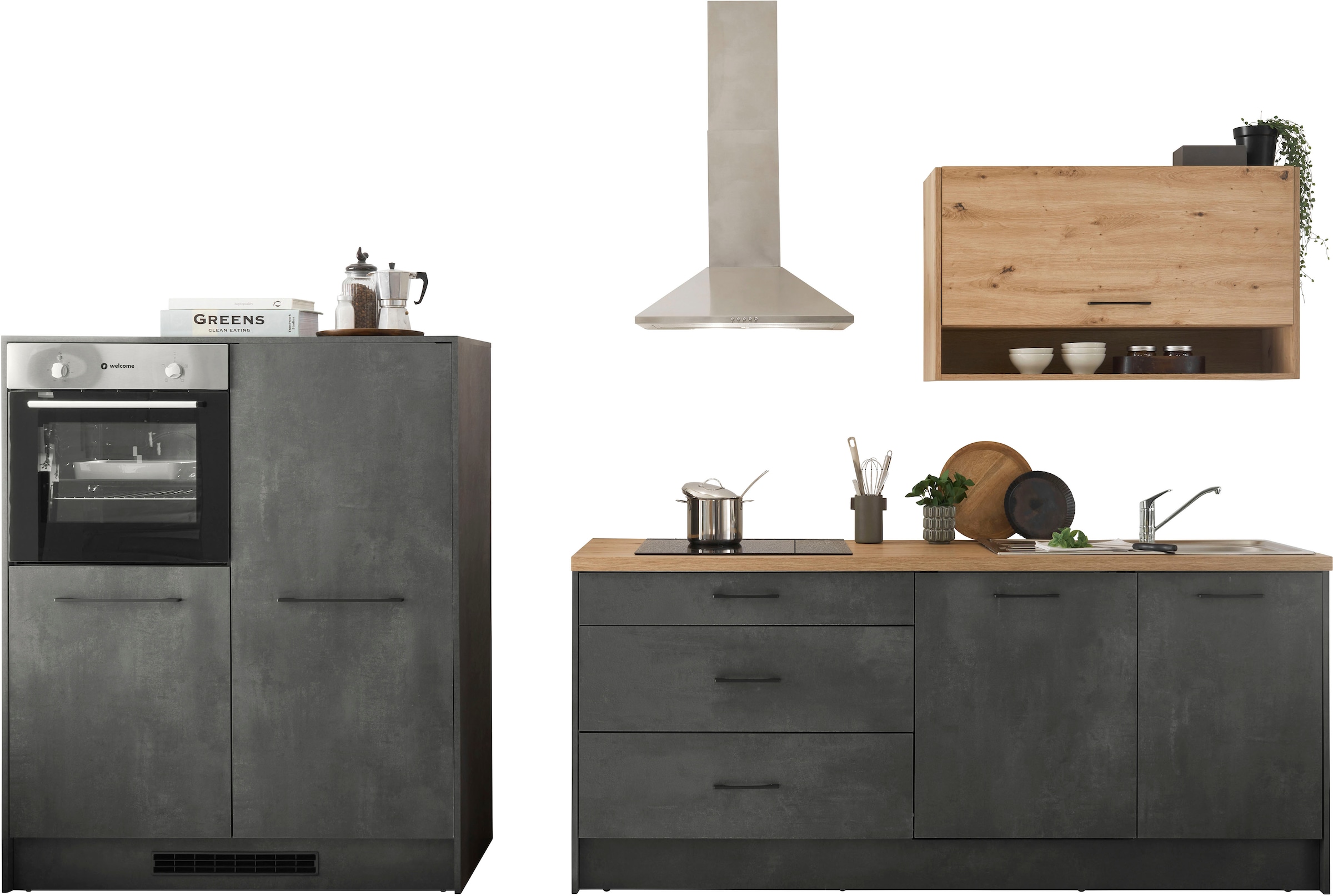 BASIC by Balculina Küche »Ronto«, Breite 326 cm, mit E-Geräten