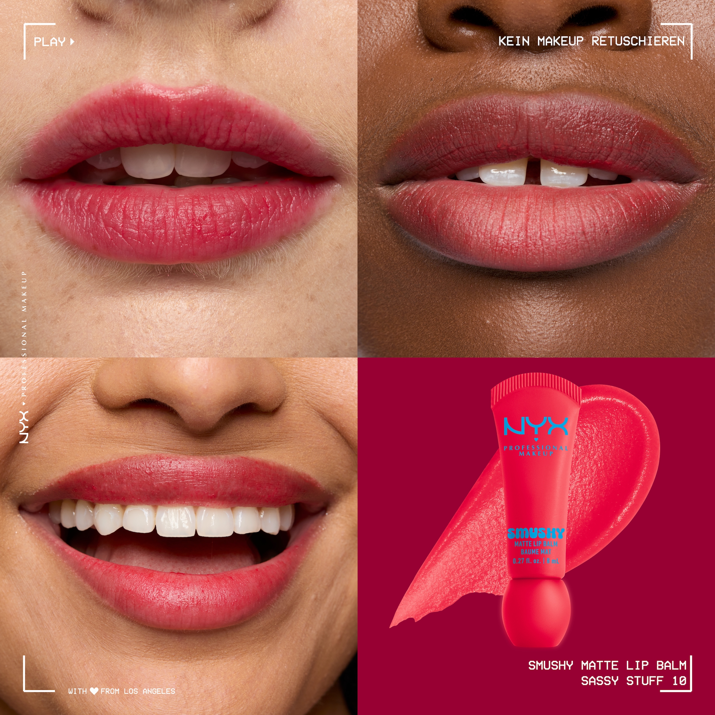NYX Lippenbalsam »NYX Professional Makeup Smushy Matte Lip Balm« jeder der Farbtöne hat einen einzigartigen, süßen Duft