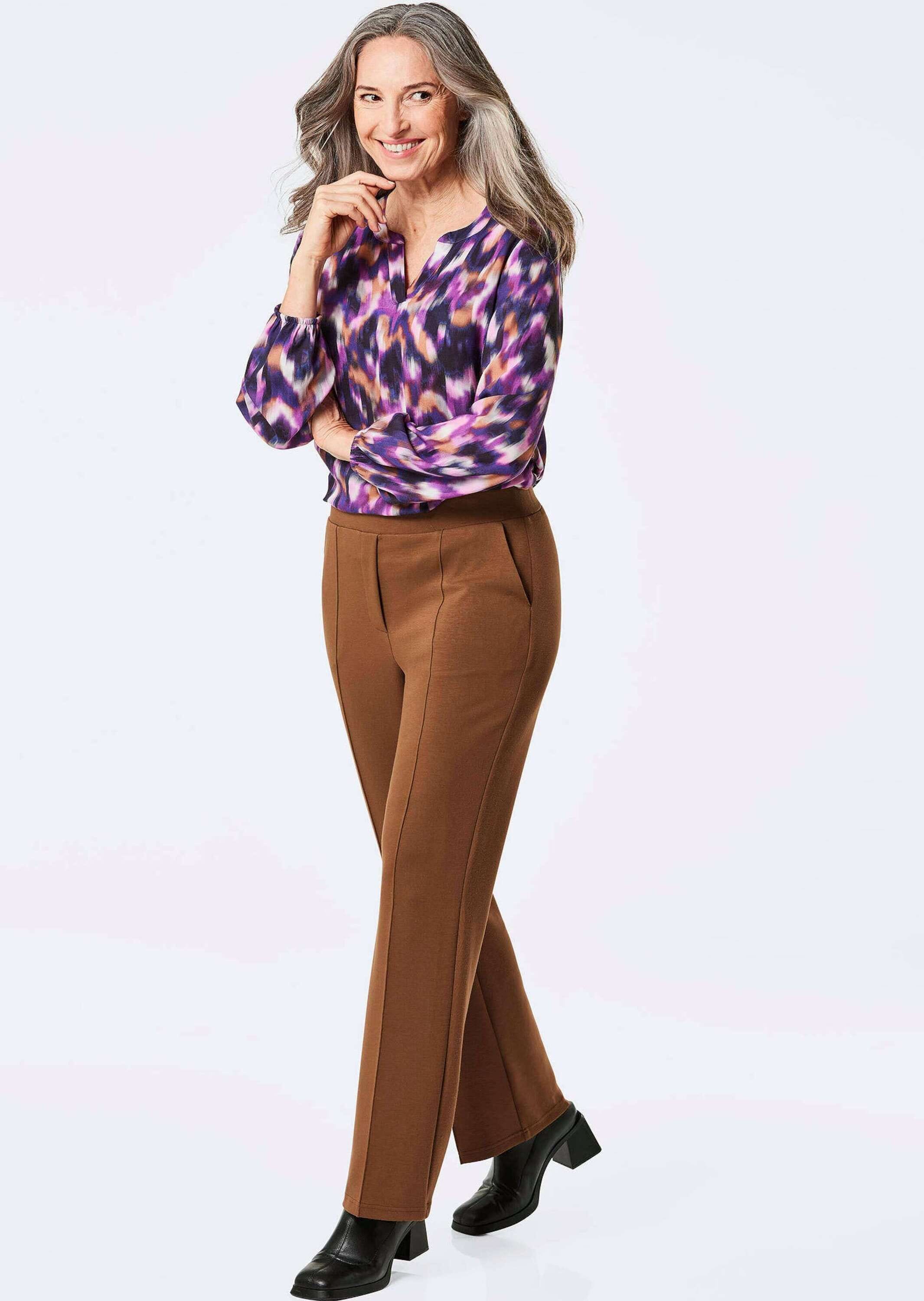 GOLDNER Chinohose »Jerseyhose VERA mit Biesen«