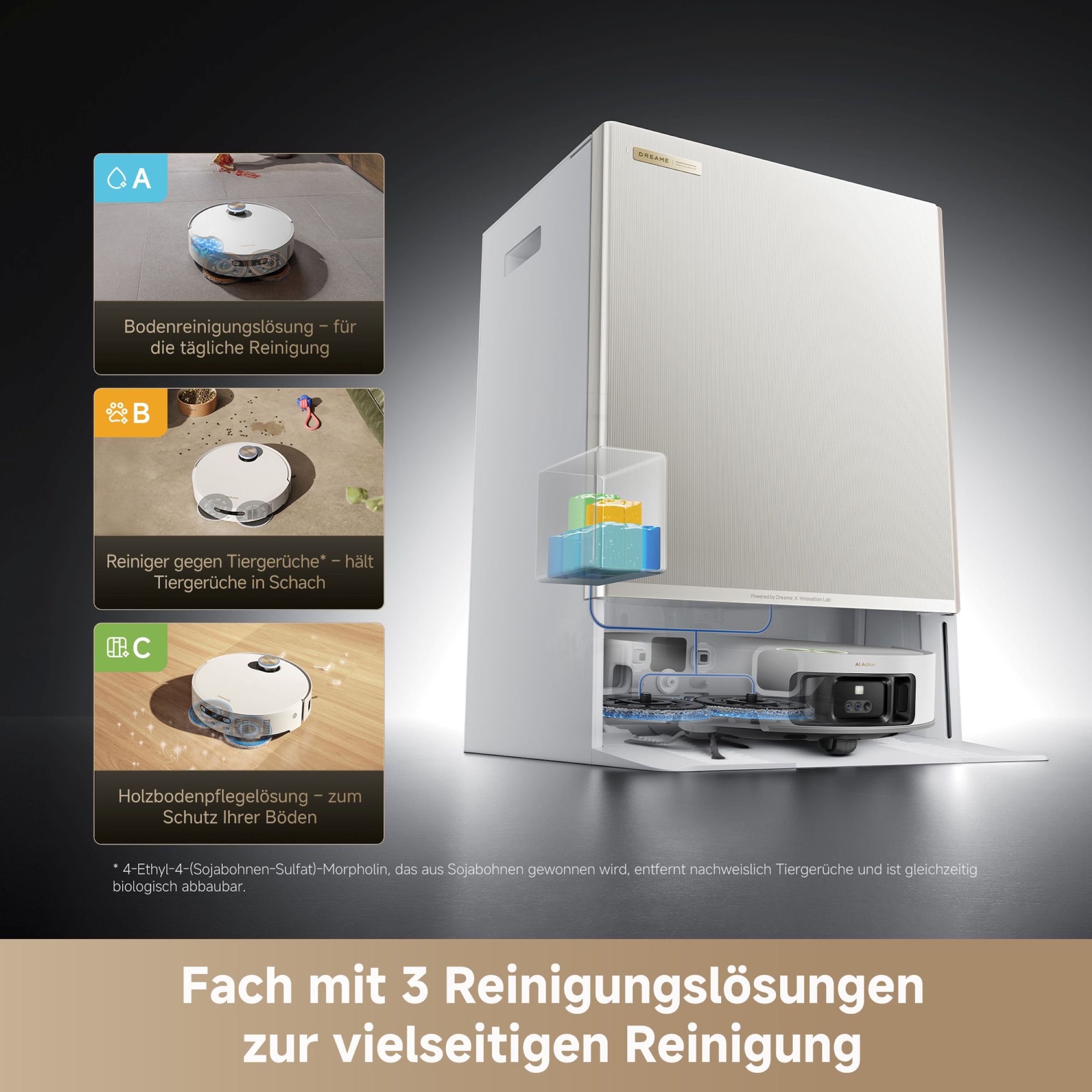 Dreame Saugroboter »mit Wischfunktion Matrix 10 Ultra« Mop-Wechsel, drei Reinigungsmittel, überwindet Hindernisse, 30.000 Pa