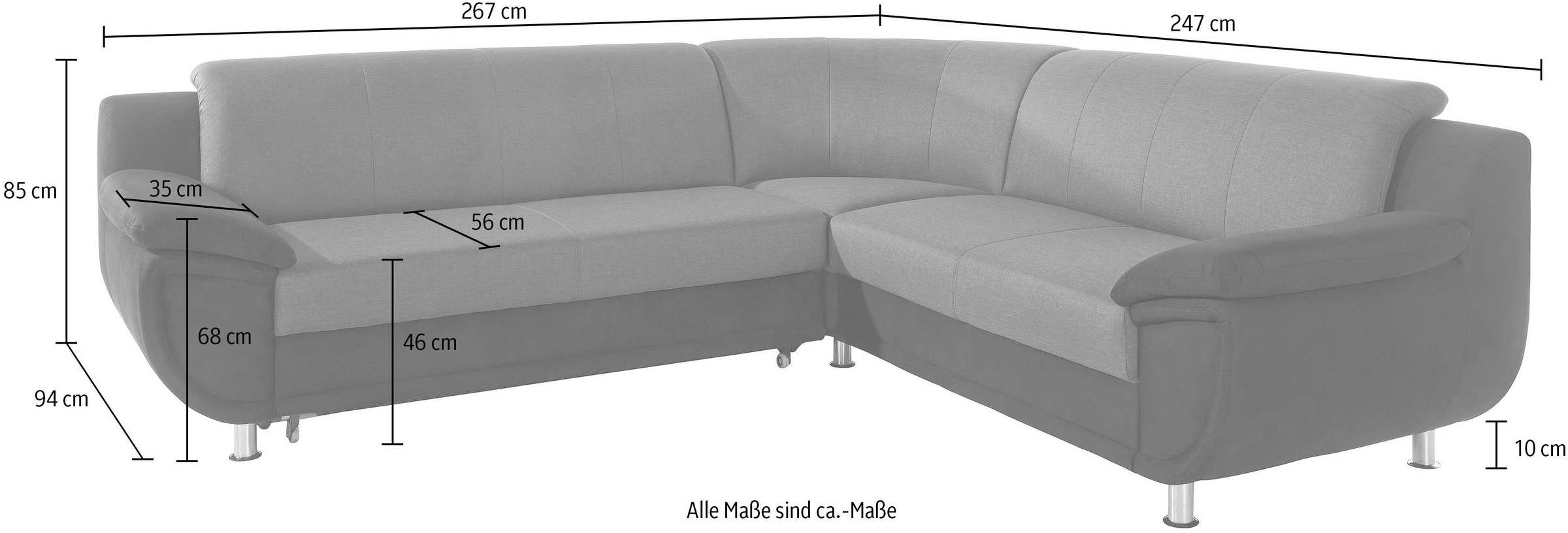 TRENDMANUFAKTUR Ecksofa »Rondo 3, zeitlos und modern, im Materialmix, L-Form«, wahlweise Federkern für hohen Sitzkomfort, wahlweise Bettfunktion