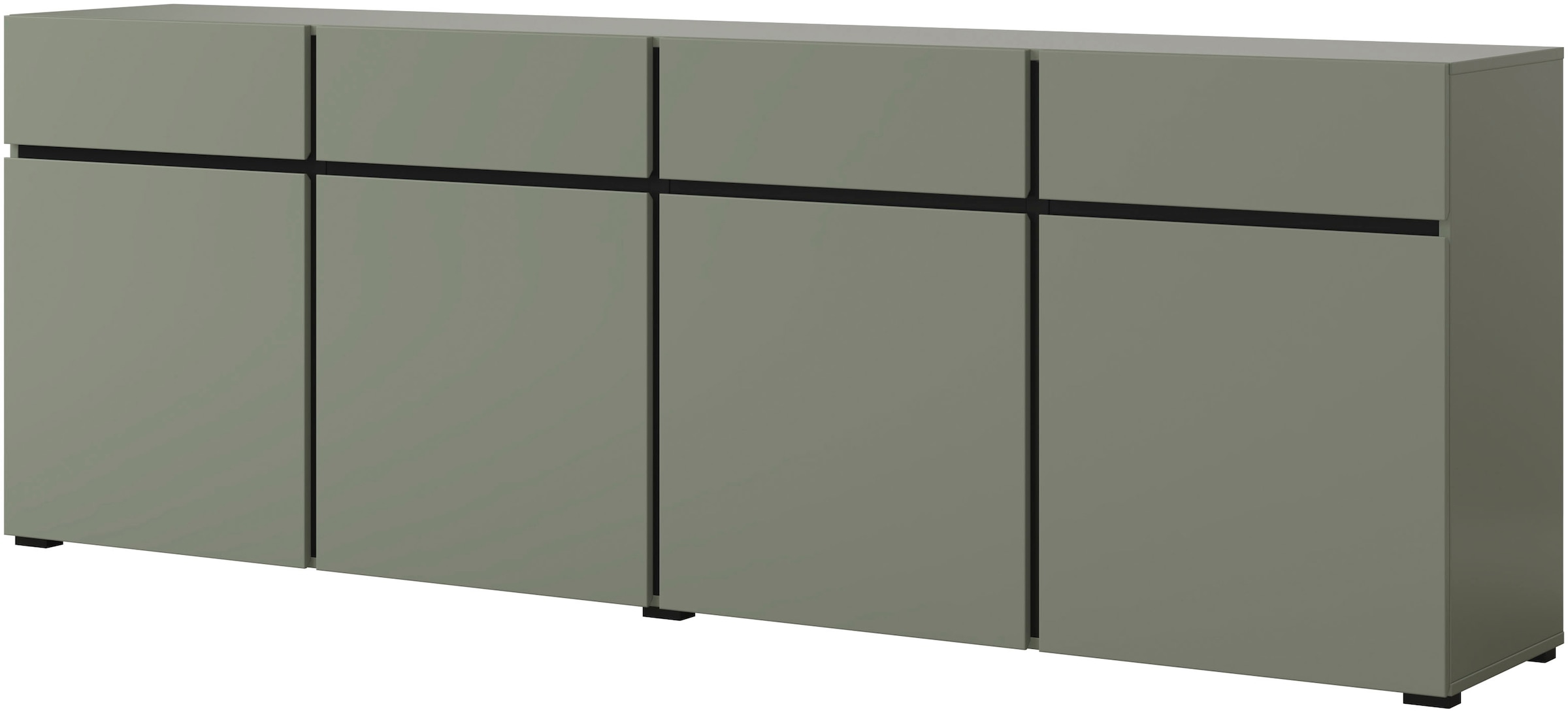 INOSIGN Sideboard »Cross,Breite 225 cm, moderne grifflose Kommode,4 Türen/4 Schubkästen«, Schubladenschrank mit viel Stauraum, Einlegeböden verstellbar