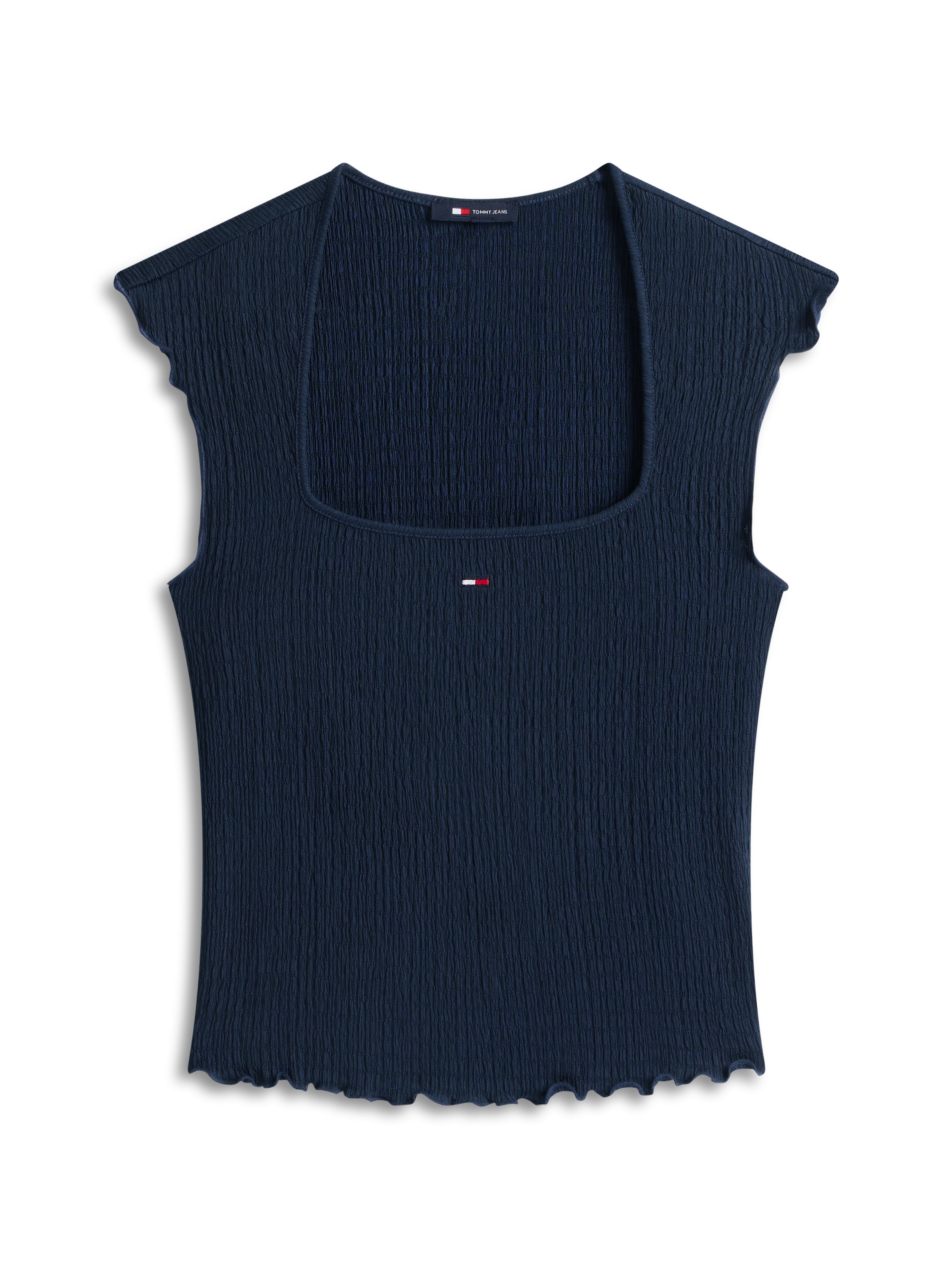 Tommy Jeans Kurzarmshirt »TJW SLIM SH SQUARE NCK SMOCK TOP« mit dem gewellten Saum