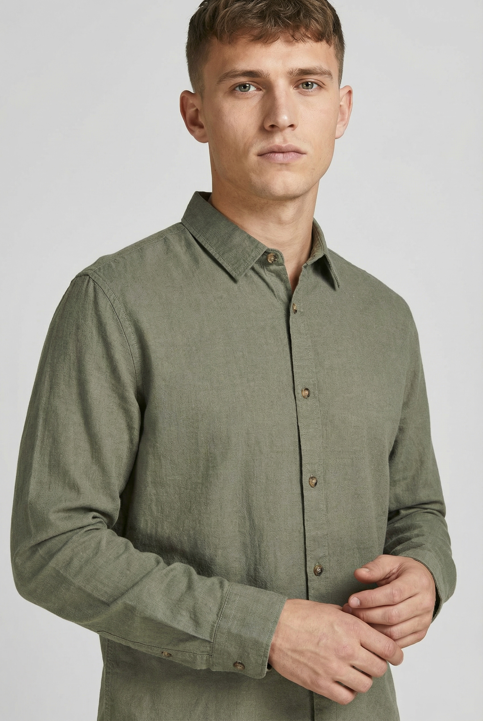 Jack & Jones Langarmhemd »JJESUMMER LINEN BLEND SHIRT L/S SN« Baumwollmischung, regular fit