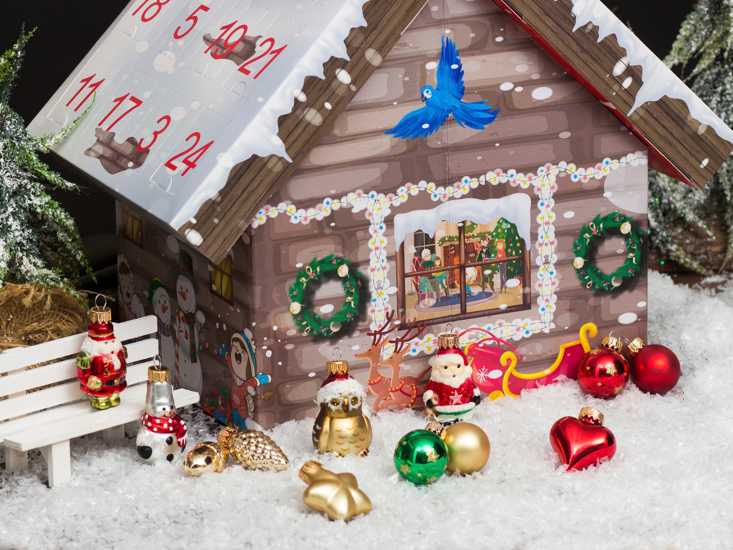 Minifiguren, Erwachsene, Weihnachtsdeko«, für bei »Roana, Adventskalender-Haus Adventskalender handdekorierte my OTTO mit Mini-Glaskugeln home