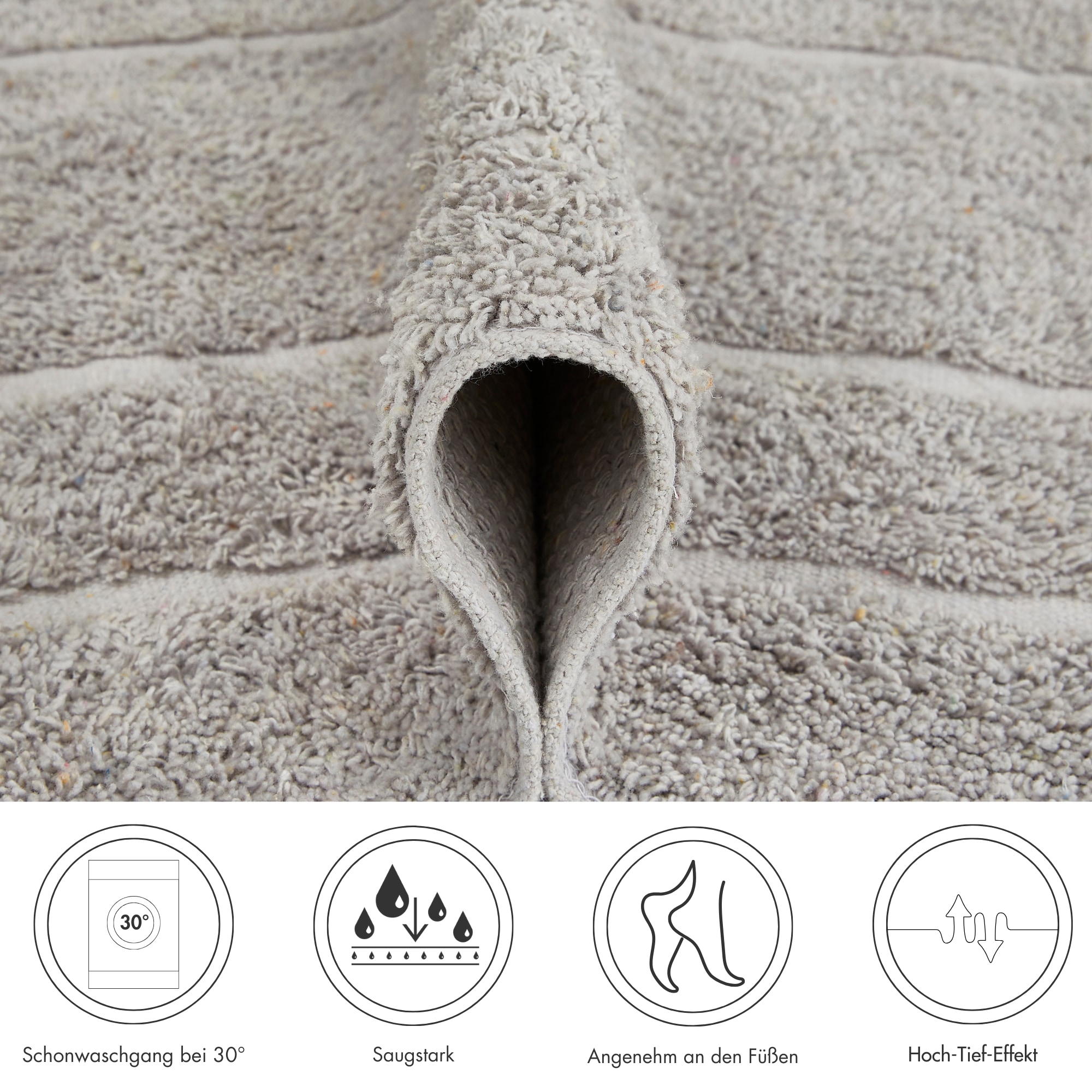 Andiamo Badematte »Havanna, 50x80 cm« Höhe 7,5 mm fußbodenheizungsgeeignet | schnell trocknend Badteppich, Uni Farben, Hoch-Tief Effekt, verschiedene Designs