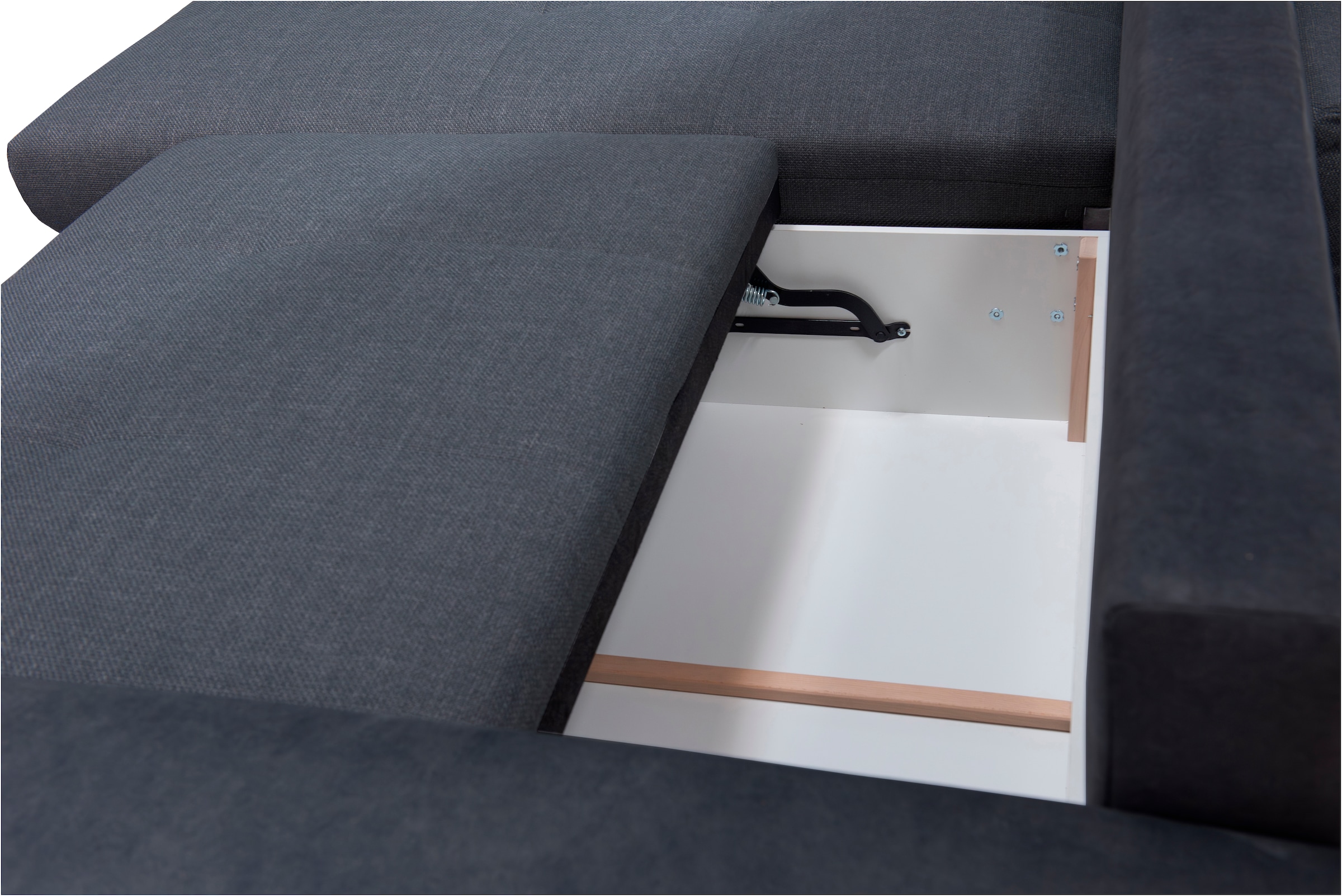 exxpo - sofa fashion Ecksofa »Larnaca, inkl. Bettfunktion und Bettkasten, bequem und komfortabel,«, mit extrabreiten Rückenkissen und 2 Zierkissen