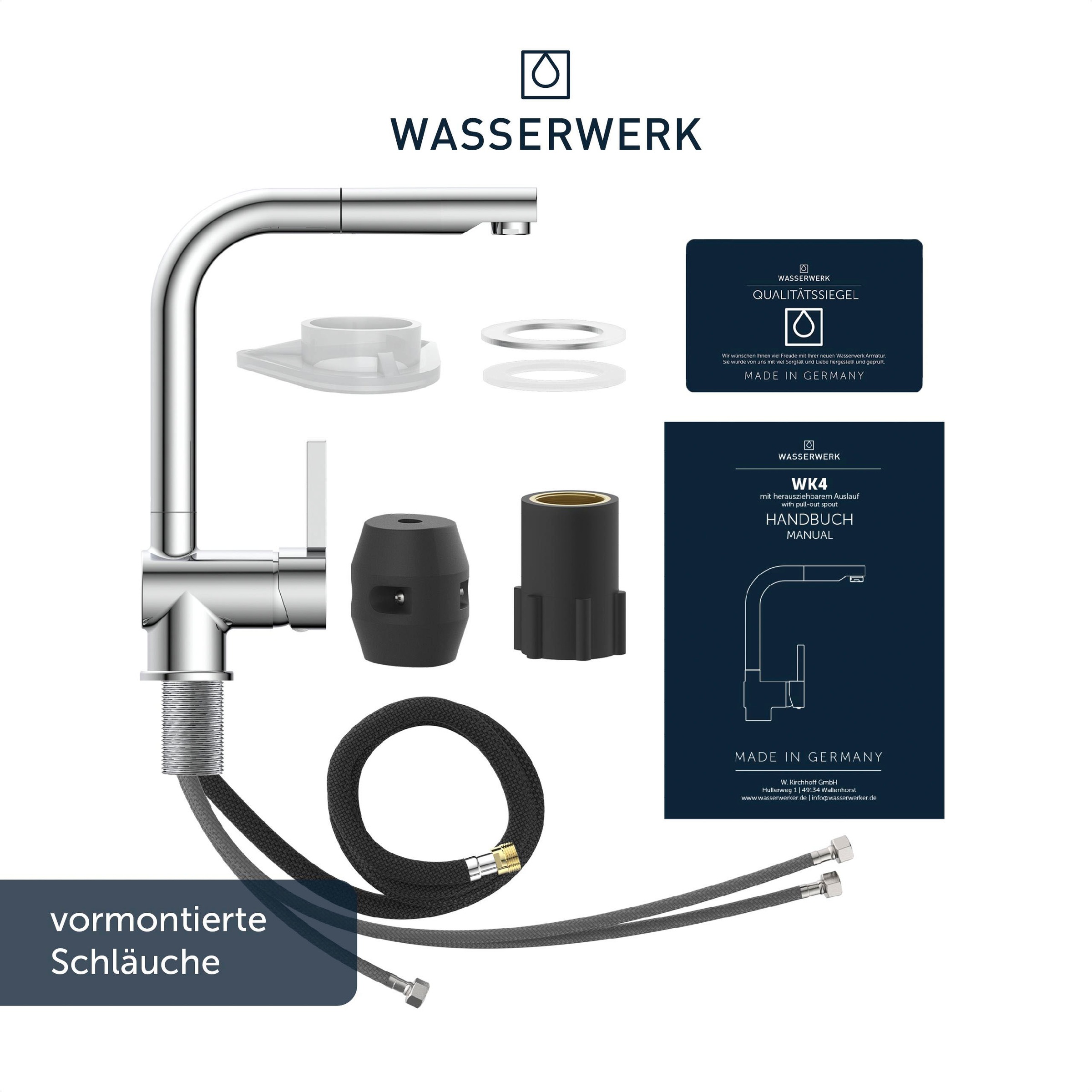 WASSERWERK Spültischarmatur »WK 4, Wasserhahn, Küche, Einhebelmischer«