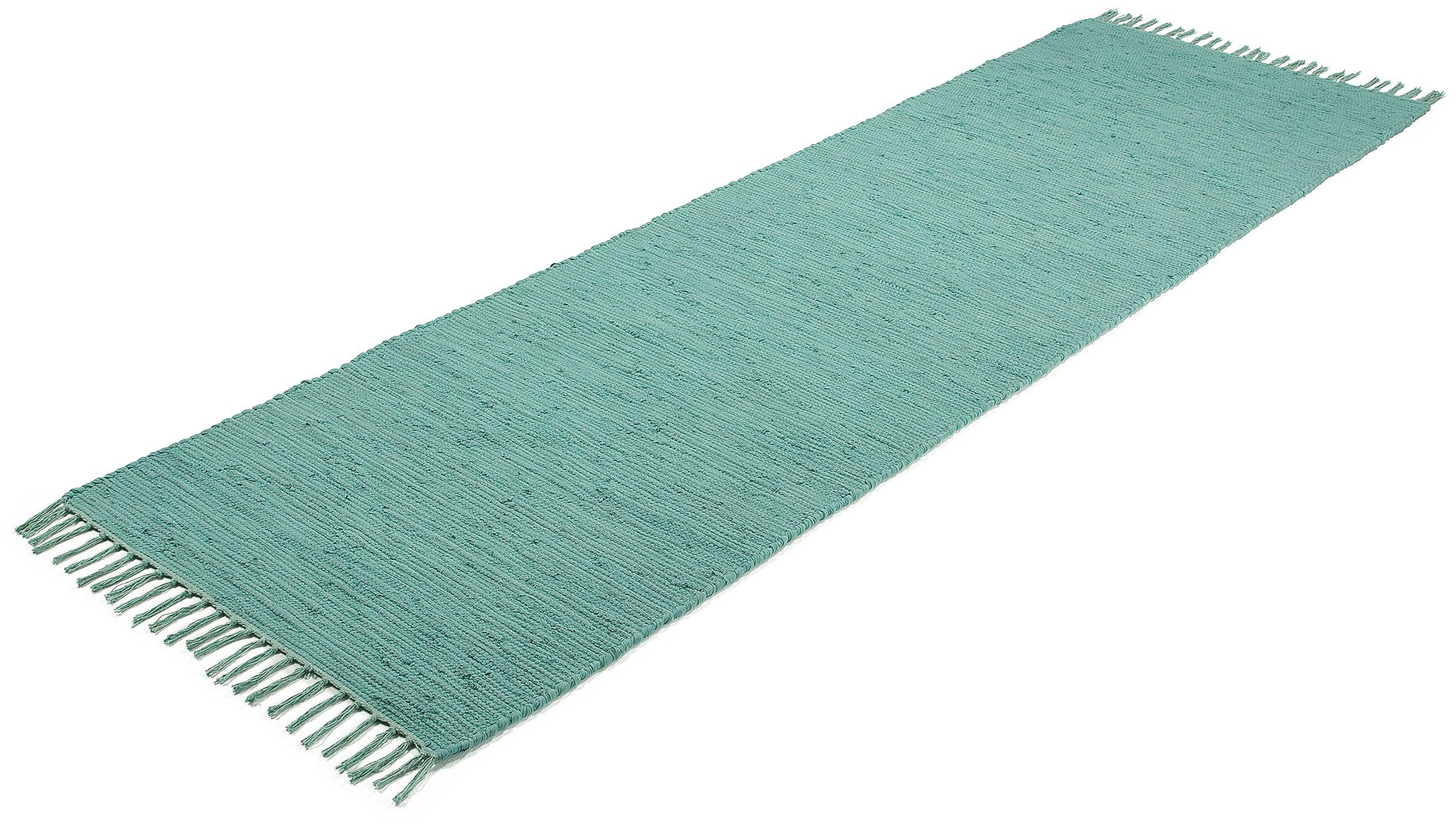 carpetfine Teppich »Kelim Chindi uni , auch als Läufer« rechteckig 5 mm Höhe Wendeteppich, reine Baumwolle, handgewebt, Uni-Farben, mit Fransen