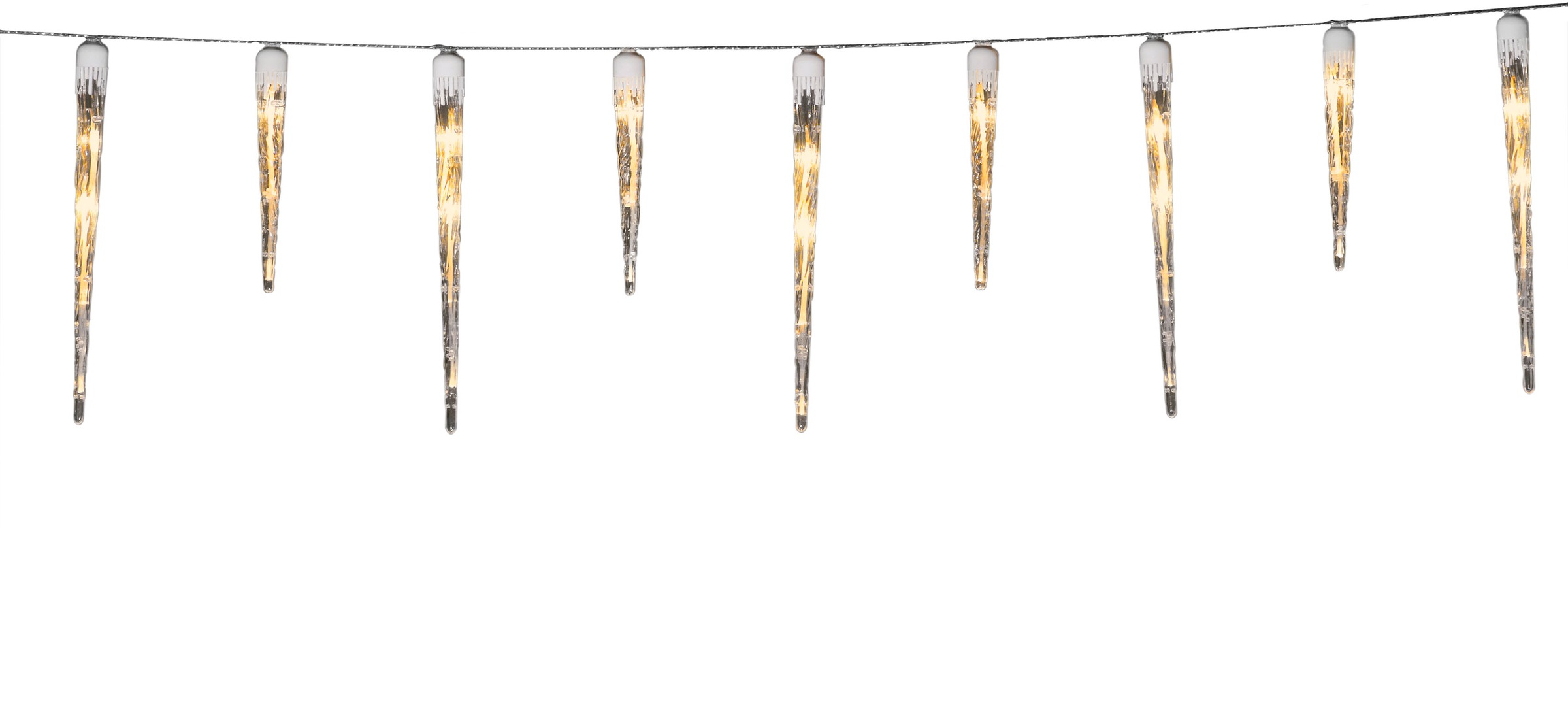 KONSTSMIDE LED-Lichtervorhang »Weihnachtsdeko aussen«, 24 St.-flammig, LED Eiszapfen Lichtervorhang, 16 Zapfen, 24 bernsteinfarbene Dioden