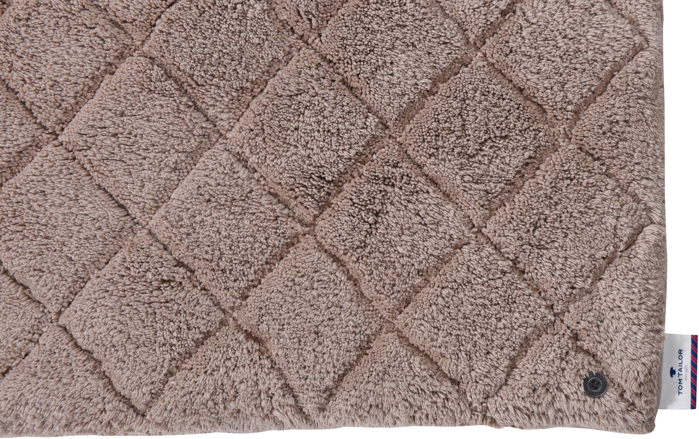TOM TAILOR HOME Badematte »Cotton Diamond«, rutschhemmend beschichtet, fußbodenheizungsgeeignet-strapazierfähig, Uni Farben, Pastell Farben, Rauten, reine Baumwolle, weich & kuschelig