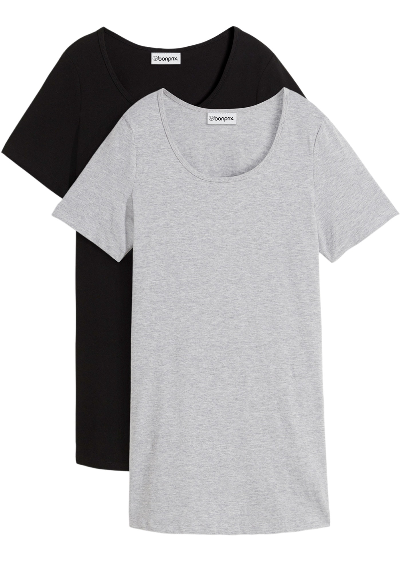 bonprix T-Shirt Packung, 2 lockerer loose fit, Halbarm, Longshirt