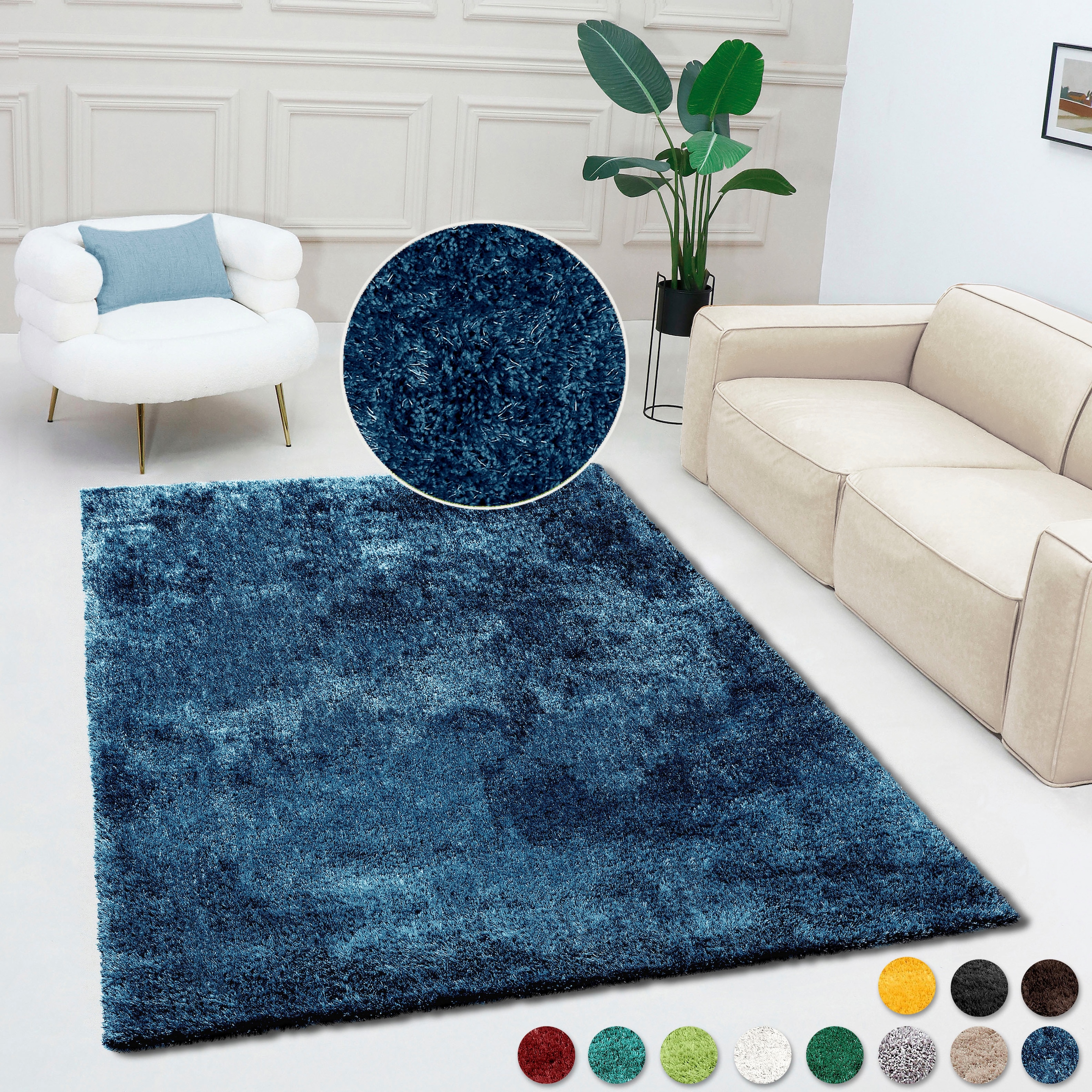 Bruno Banani Hochflor-Teppich »Dana«, rechteckig, uni, weich, Mikrofaser Teppiche, Wohnzimmer, Schlafzimmer, Esszimmer