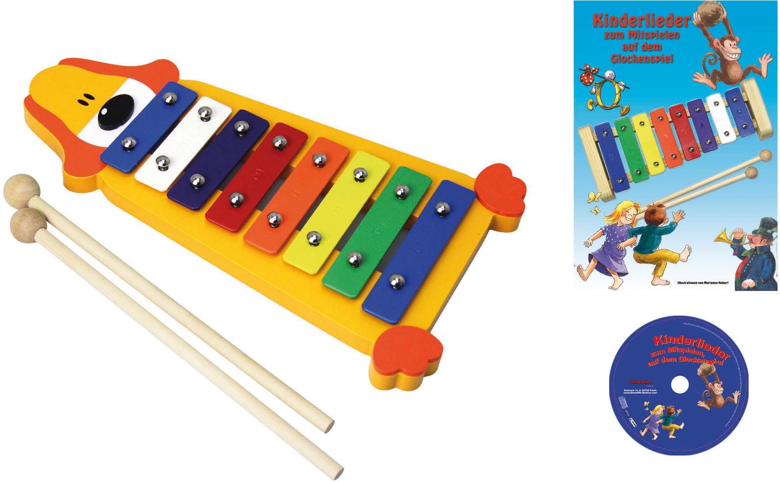 Clifton Spielzeug-Musikinstrument »Metallophon Hund«, mit 8 Tönen und Kinderlieder CD, Karaoke CD mit Heft