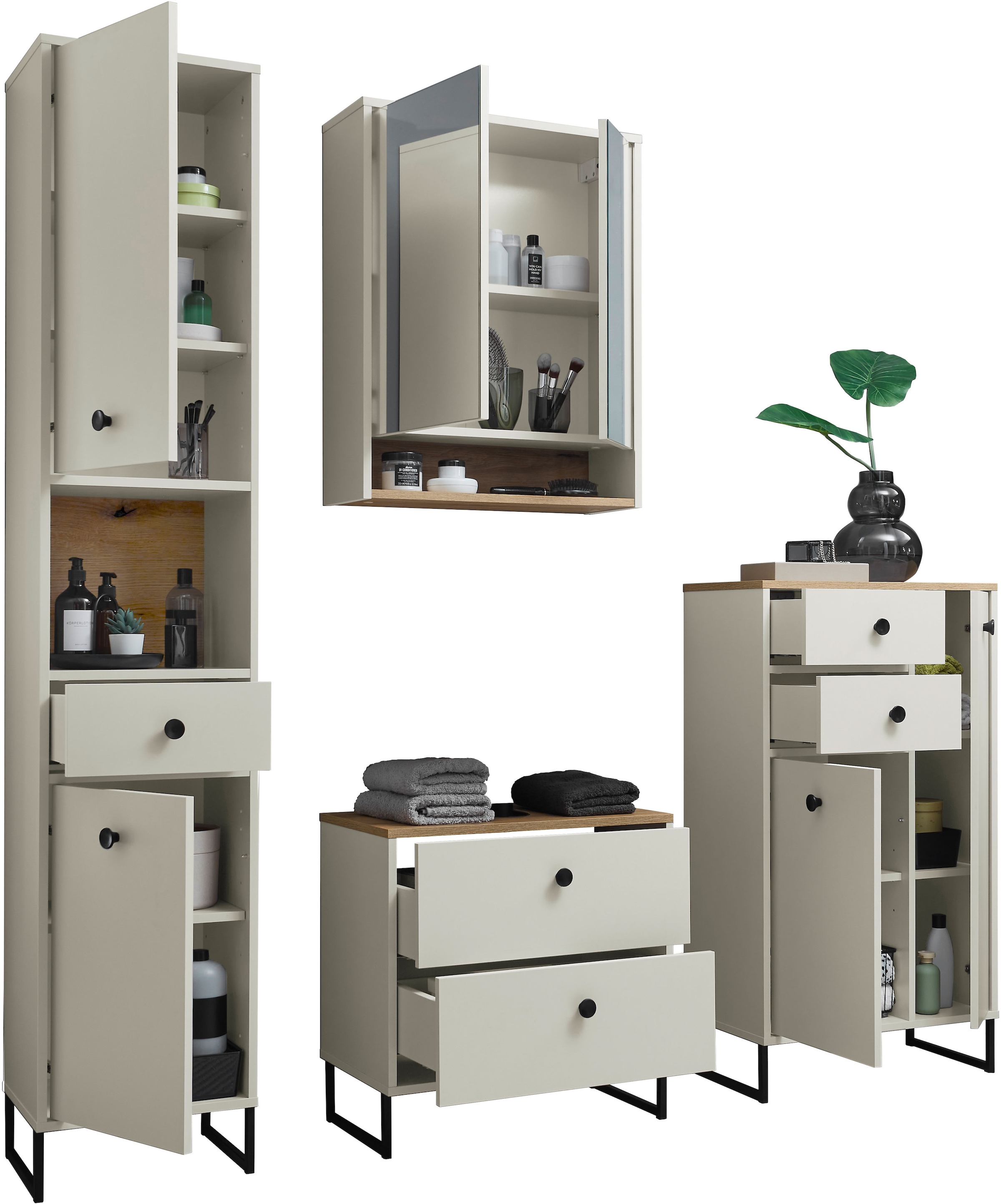 BASIC by Balculina Spiegelschrank »Linea« 1 Stk. tlg. Breite 60cm, Melaminbeschichtung