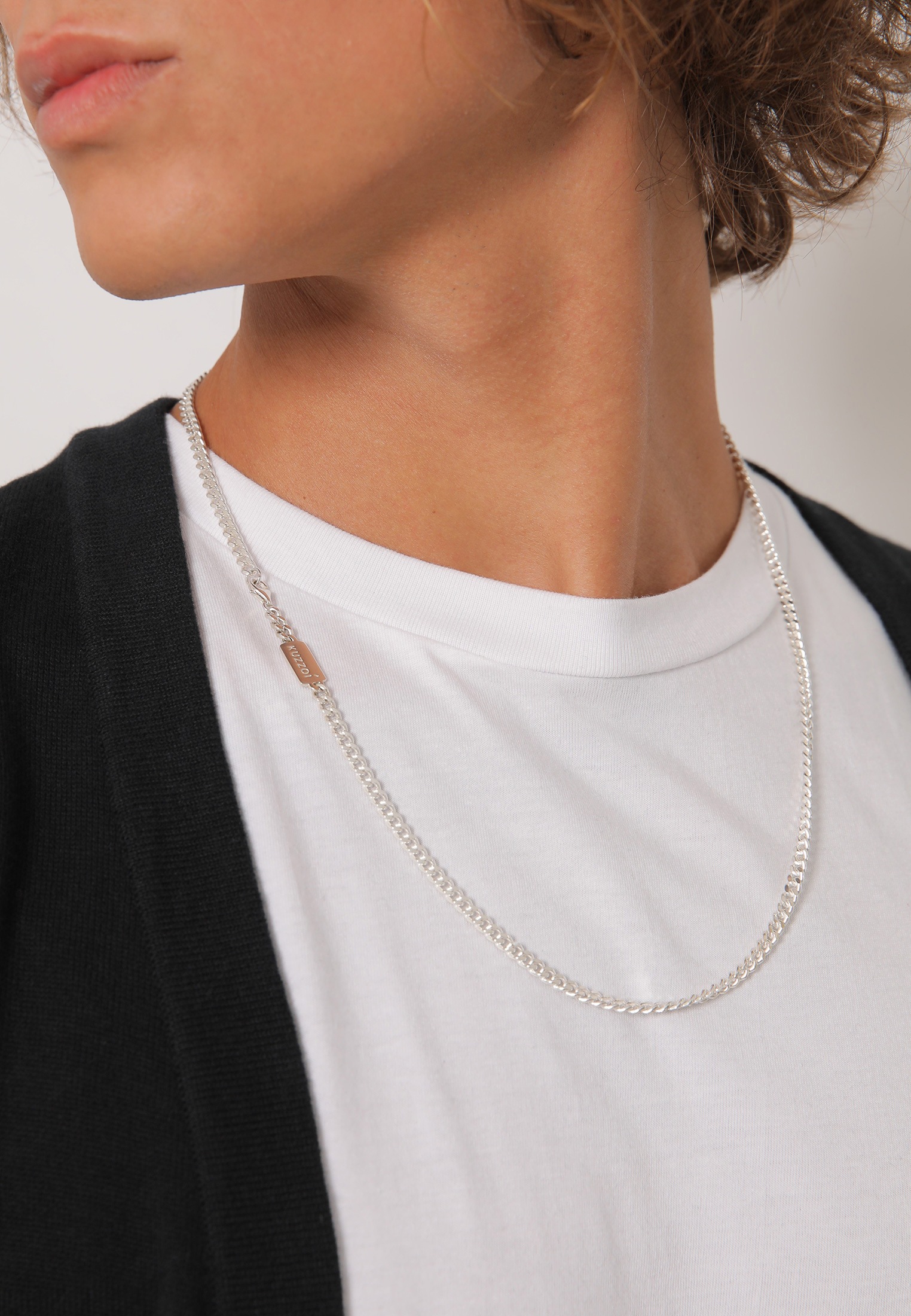 Kuzzoi Silberkette »Halskette Herren Panzerkette Basic Mann 925 Silber«
