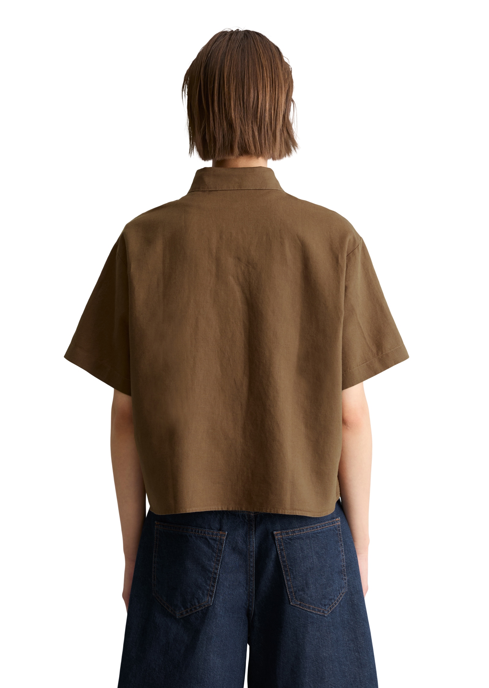 Marc O'Polo DENIM Kurzarmbluse »relaxed aus Leinen-Baumwolle-Mix«