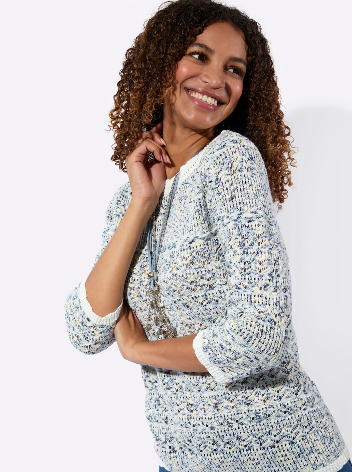 Inspirationen 3/4 Arm-Pullover »Ajour-Pullover«