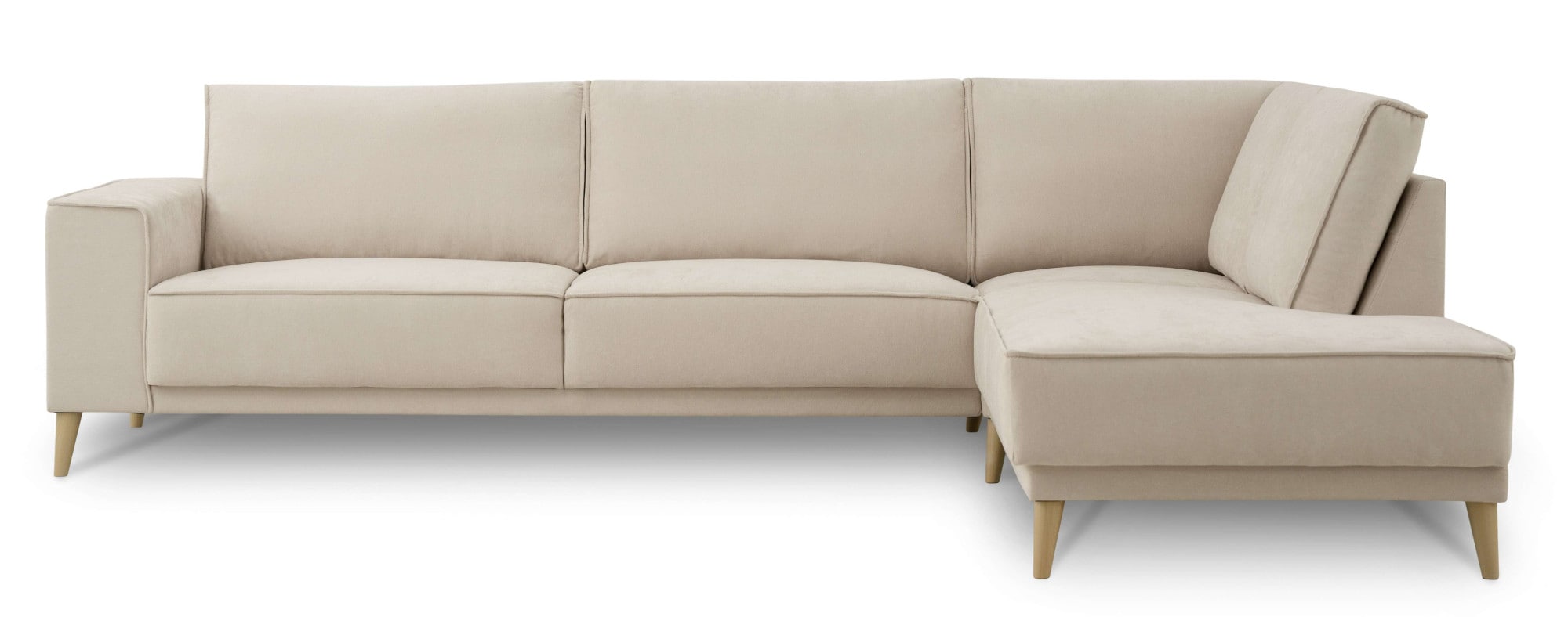 OTTO home Ecksofa »Oland Skandi, weicher Chenille-Stoff« L-Form, 289 cm, Wellenunterfederung, Skandi-Design, Massivholzfüße