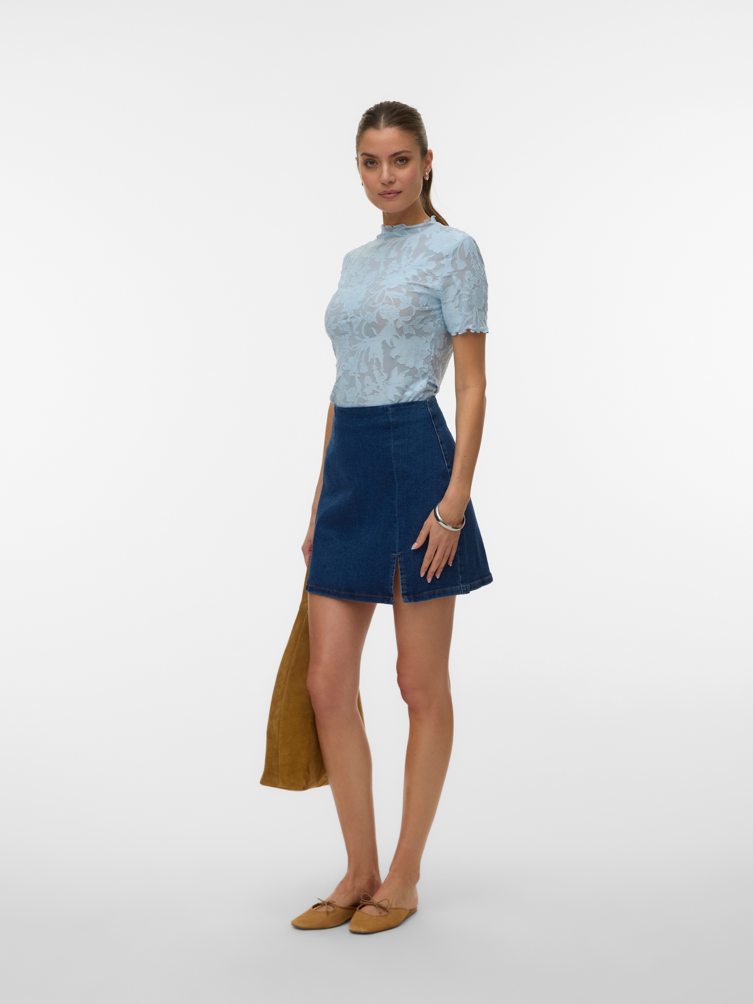 Vero Moda Kurzarmshirt »VMLAYLA SS TOP JRS NOOS« Materialmix