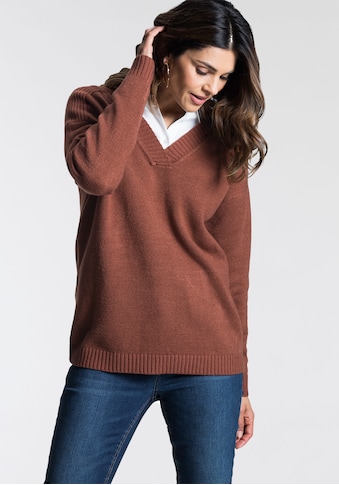 Boysen's V-Ausschnitt-Pullover, Ripp-Details kaufen