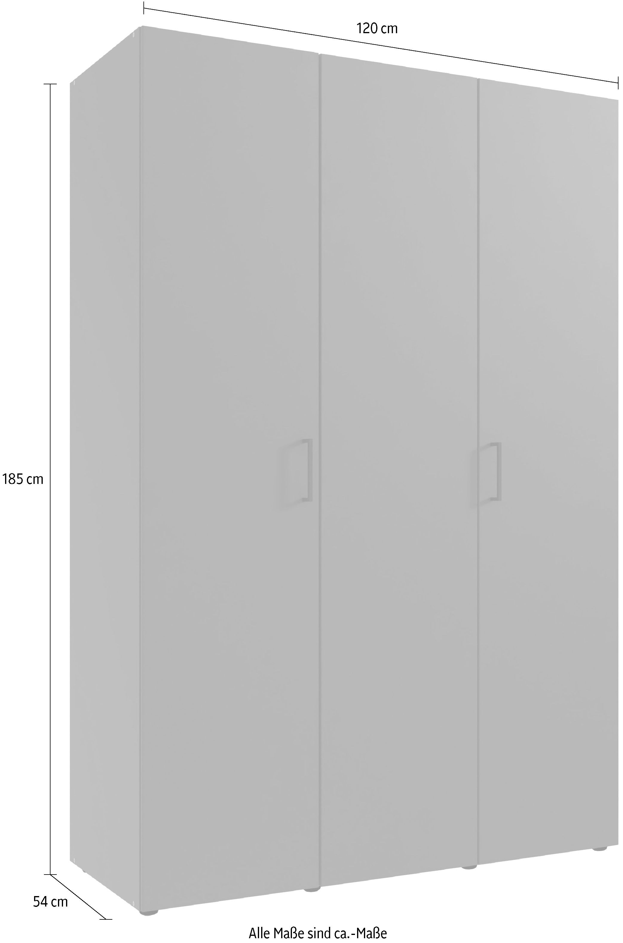 Wimex Kleiderschrank »Mugano,in 8 Breiten,3 Höhen,2 Tiefen, viele Farben, Made in Germany«, (in Basic oder Premium Ausstattung mit 2 weiteren Einlegeböden), mit langen oder kurzen Griffen aus Metall, mit oder ohne Spiegel