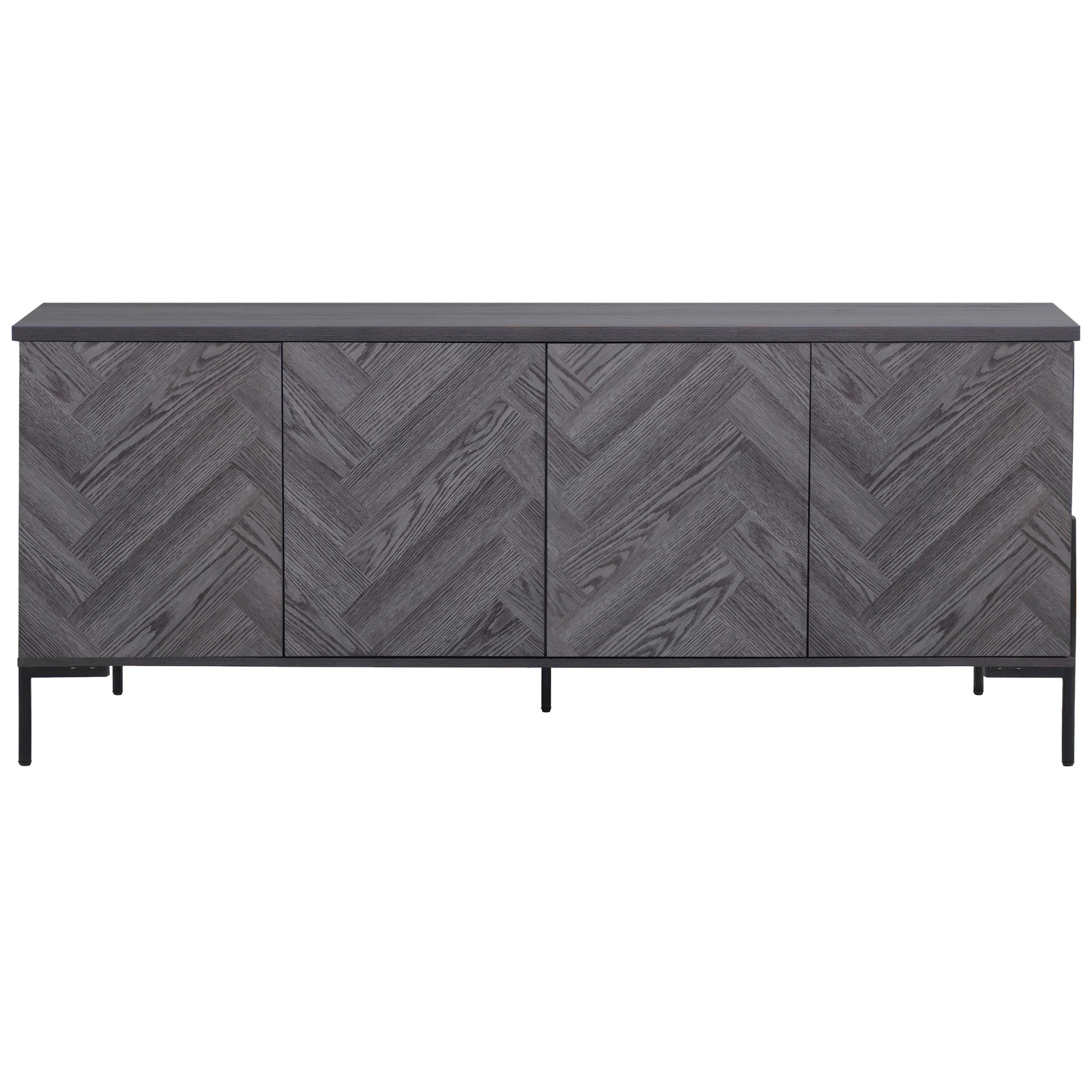 Leonique Sideboard »Eadwine« Kommode, Push-to-open, Türen mit Fischgräten Muster, Breite 175 cm