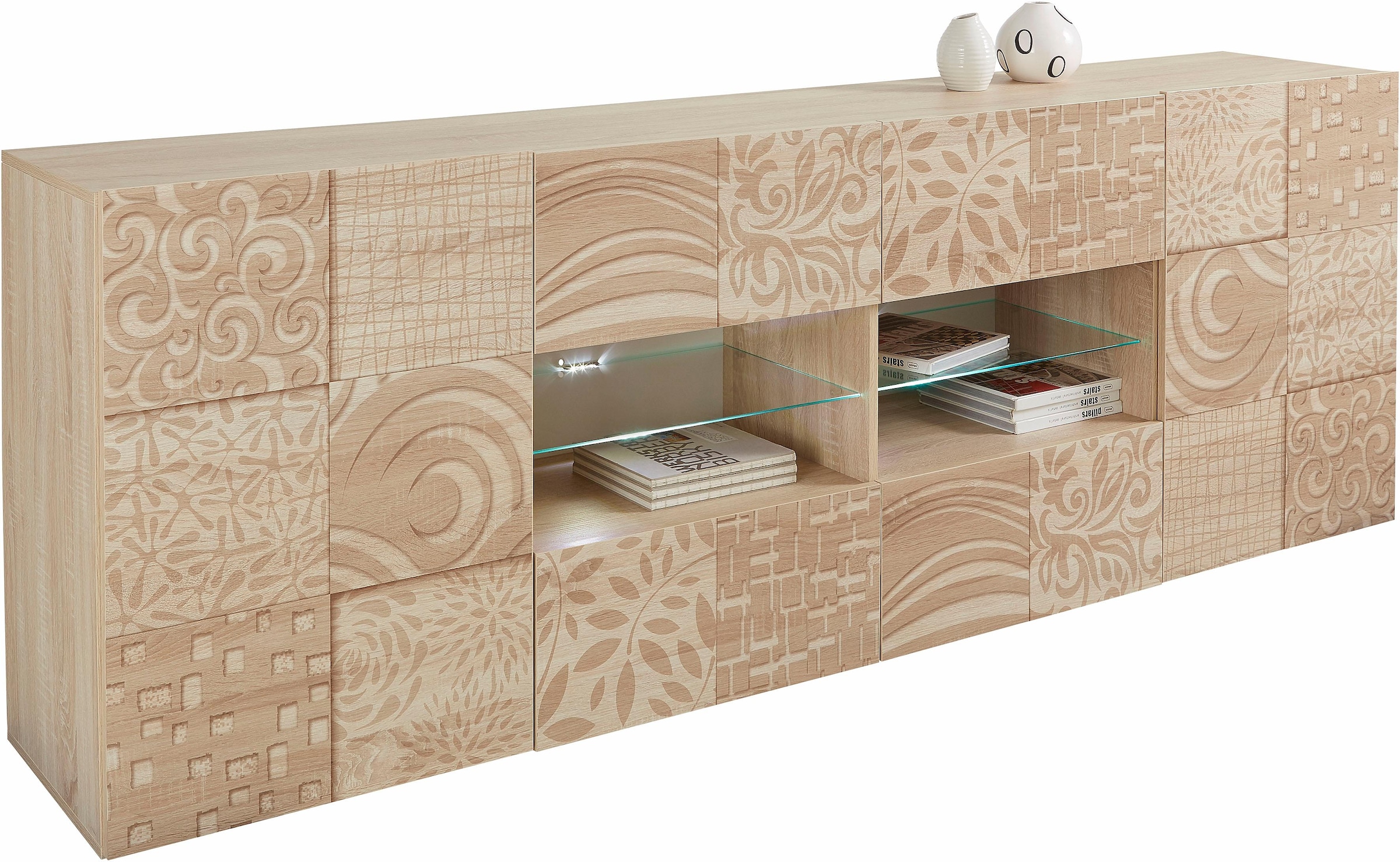 INOSIGN Sideboard »Miro«, Breite 241 cm mit dekorativem Siebdruck