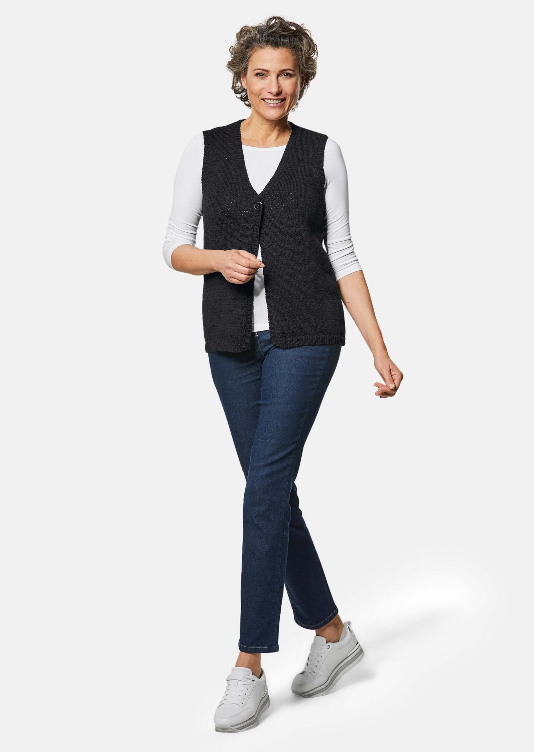 GOLDNER Strickjacke »Zeitlose Strickweste mit V-Ausschnitt« Vorne mit einem Knopf zu schließen