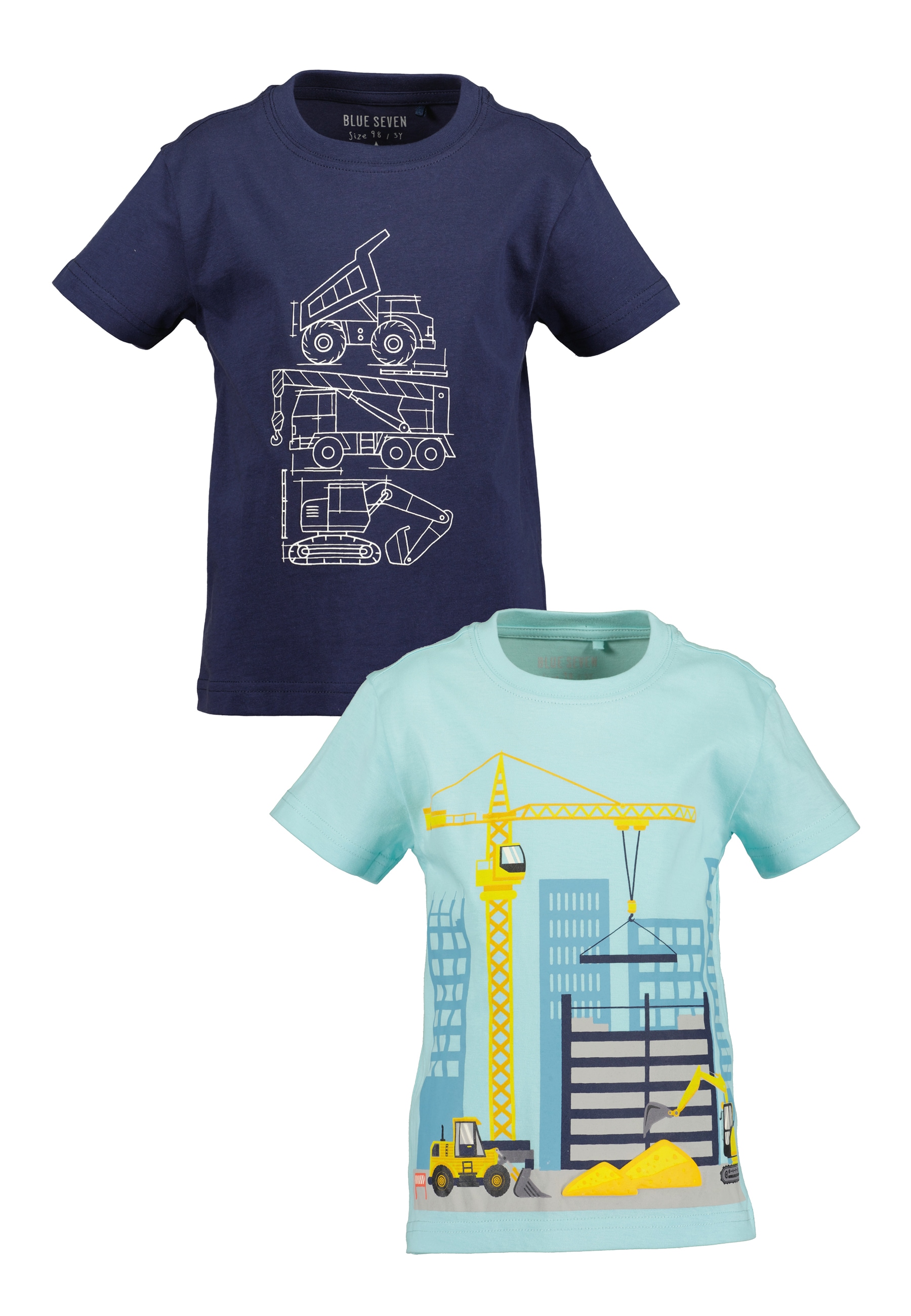 Blue Seven T-Shirt »Blue Seven 2er Pack Jungen T-Shirts mit Baufahrzeugen«