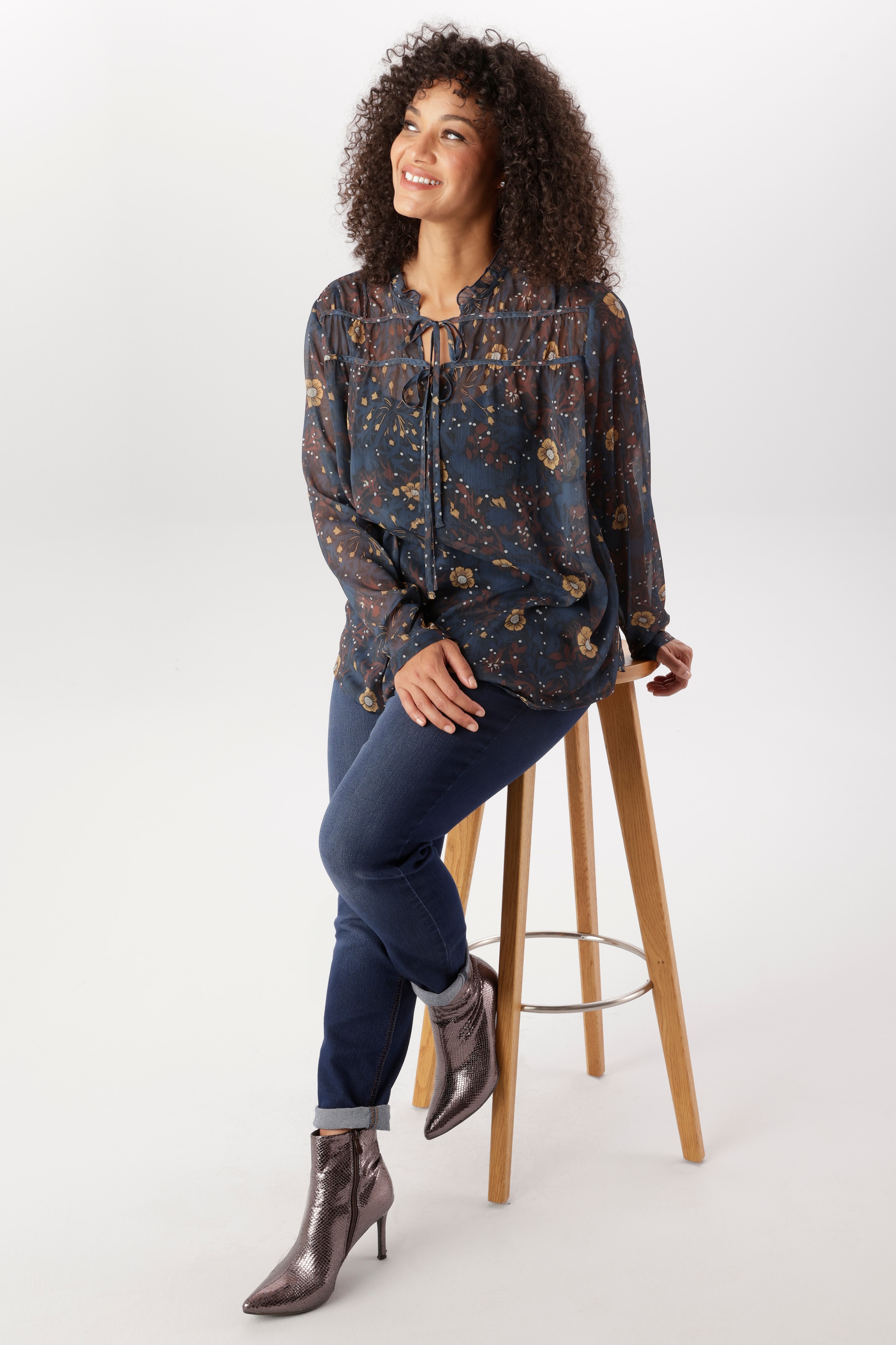 Aniston PLUS Schlupfbluse mit Blumen Muster - NEUE KOLLEKTION