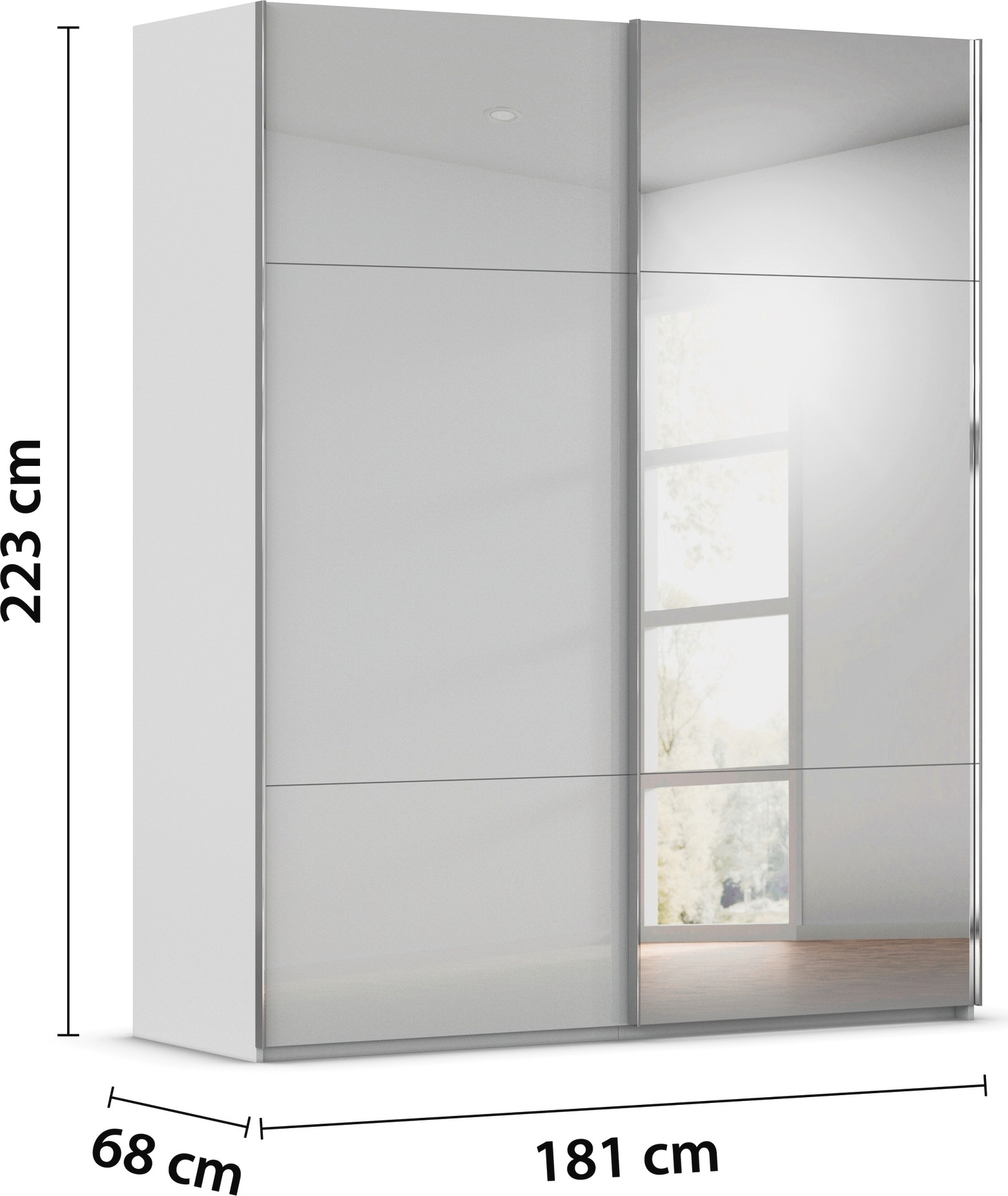rauch Schwebetürenschrank »Kleiderschrank Schrank Garderobe Schlafzimmerschrank CONTIDO« 3 verschiedene Ausstattungen BASIC/CLASSIC/PREMIUM (inkl. SOFT-CLOSE),  aus hochwertigem Material in 6 Breiten 2 Griff-Farben MADE IN GERMANY
