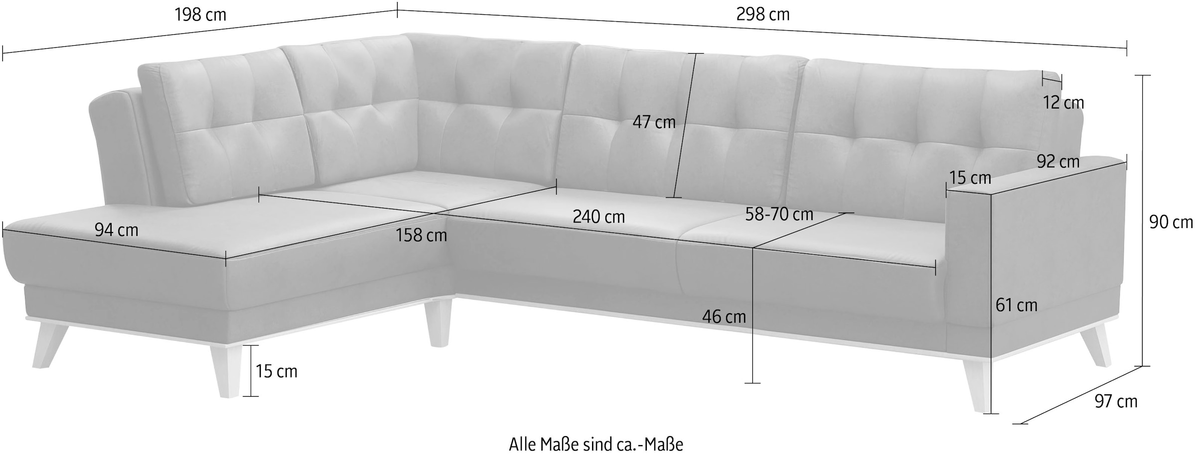 sit&more Ecksofa »Lavida L-Form« wahlweise mit Kippfunktion und Bettkasten