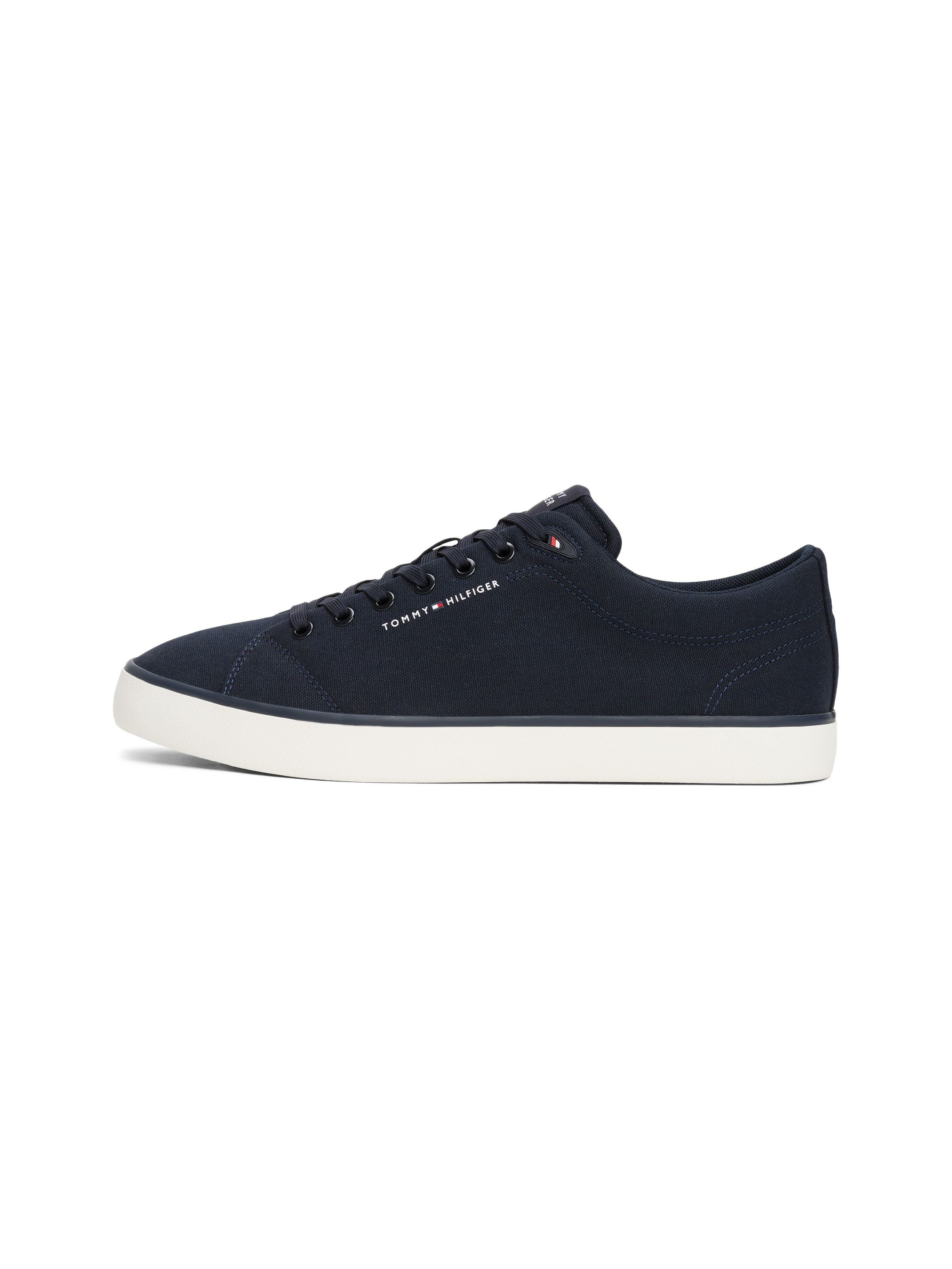 Tommy Hilfiger Sneaker »TH HI VULC LOW CORE CANVAS«, Freizeitschuh, Halbschuh, Schnürer mit weich gepolstertem Schaftrand