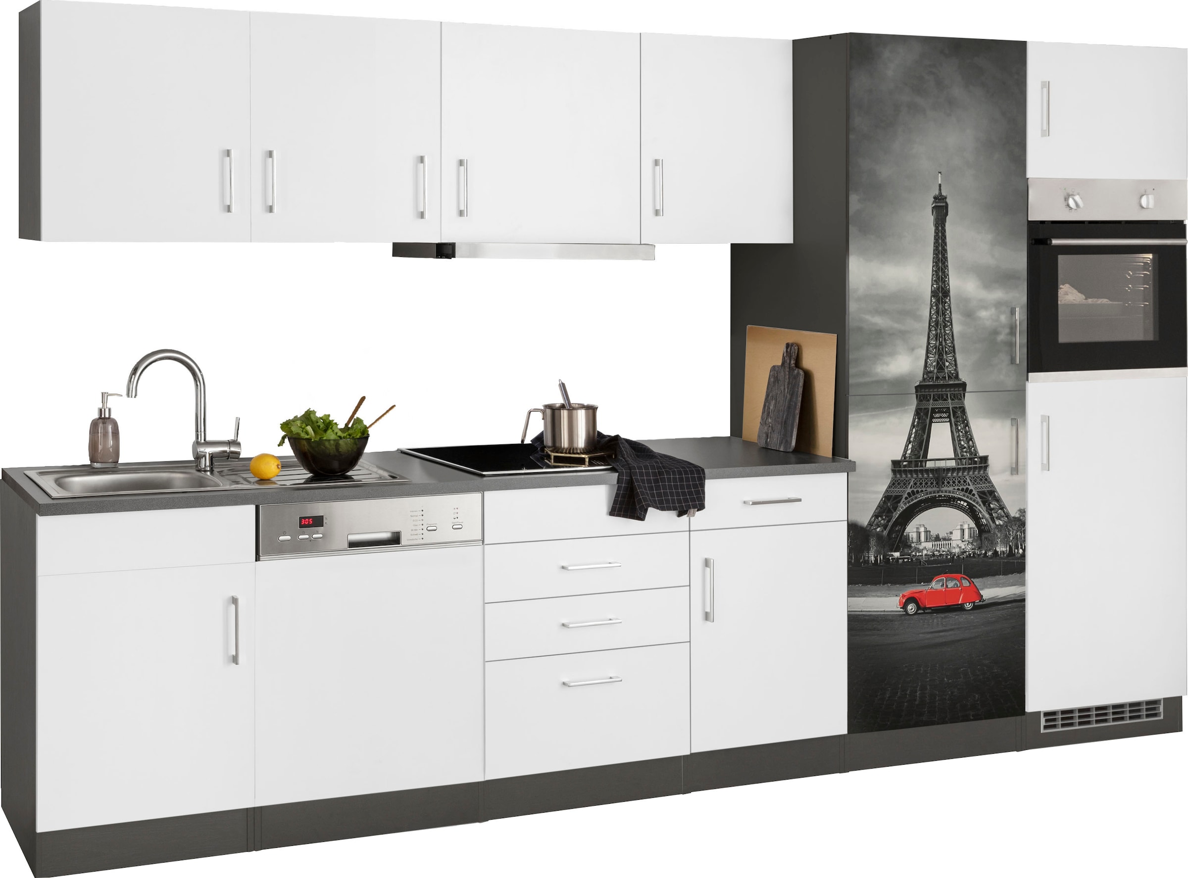 KOCHSTATION Küchenzeile »KS-Paris«, mit E-Geräten, Breite 340 cm, wahlweise mit Induktionskochfeld