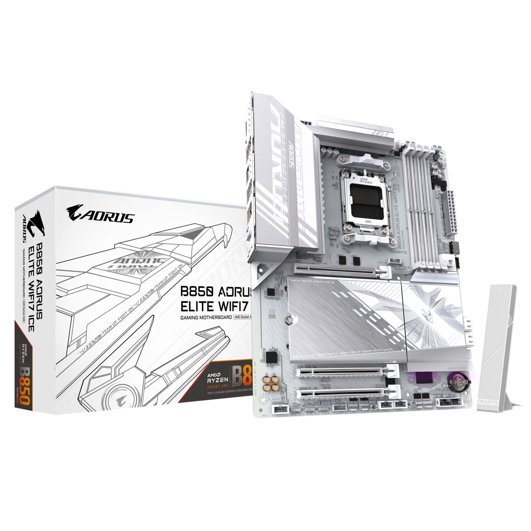 Gigabyte Mainboard »B850 AORUS ELITE WIFI7 ICE Motherboard - AMD Ryzen 9000 Serie CPUs, 12«