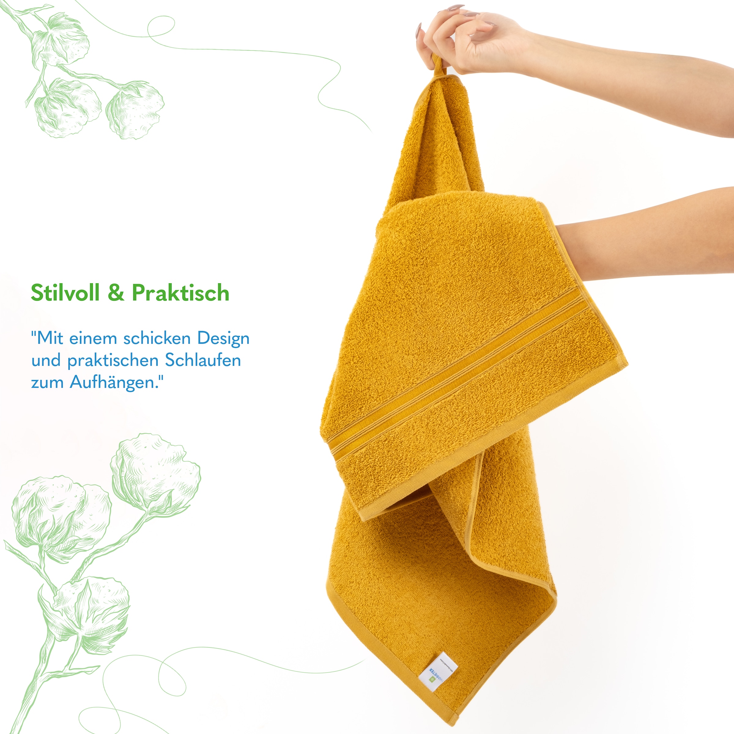 HAMMETEX Handtuch Set »4er Set Handtücher 50x100 cm, 100% Baumwolle, Weich & Saugstark«, (Set, 4 St., 4), mit Bordüre, einfarbig, weich