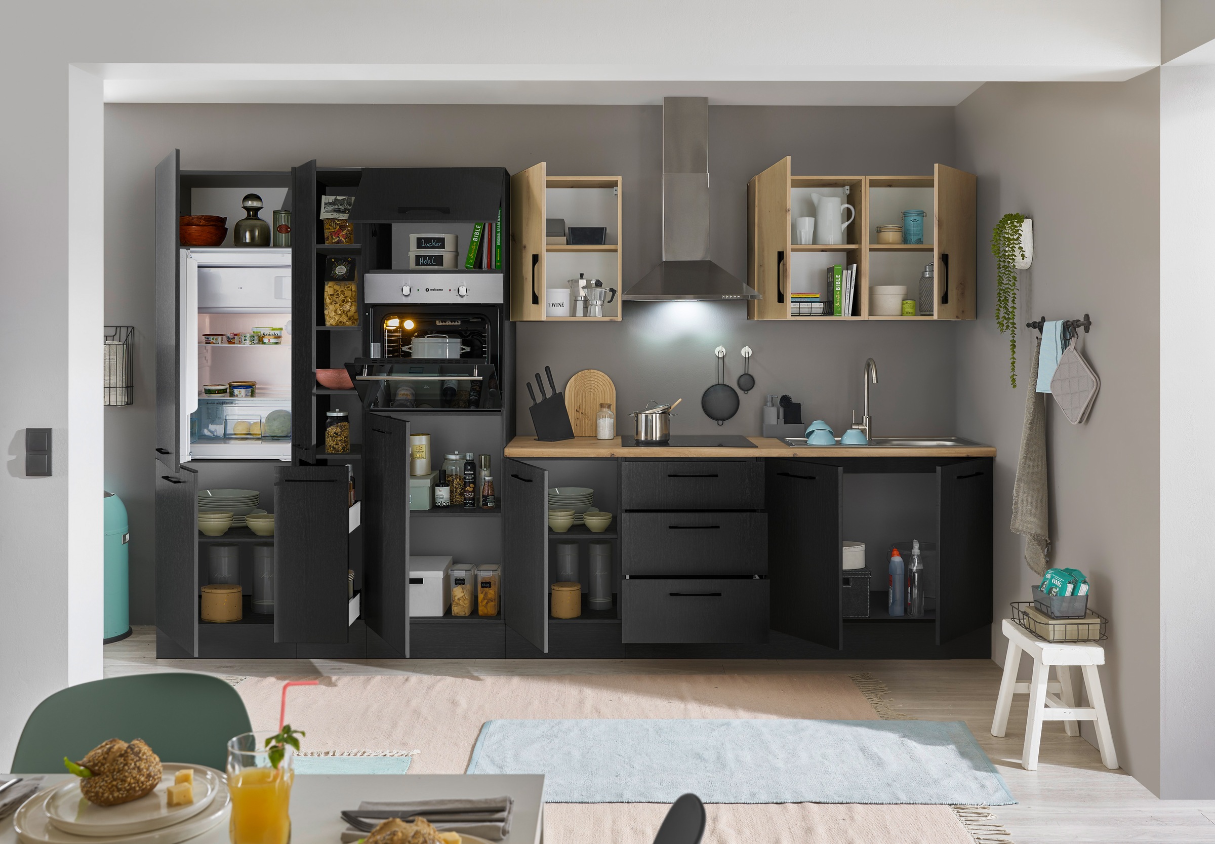 BASIC by Balculina Küchenzeile »Turin« Breite 360 cm, wahlweise mit E-Geräten