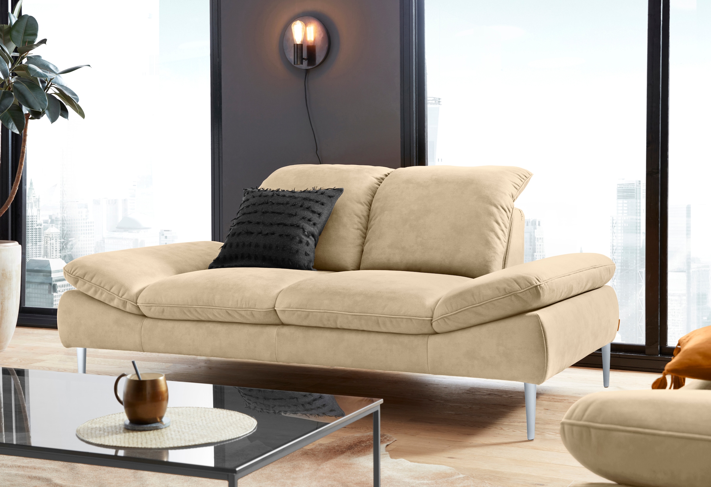 W.SCHILLIG 2-Sitzer »enjoy&MORE« mit Sitztiefenverstellung, Füße silber matt, Breite 202 cm