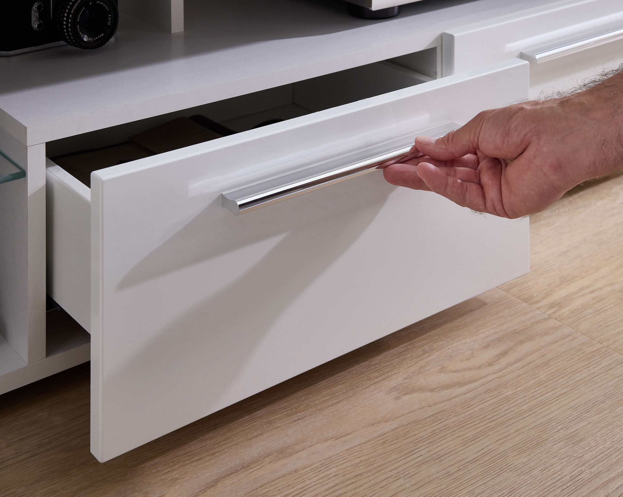 Stolkom TV-Schrank »Goal«, 3 Schubkästen, 5 offenen Fächern, Stellmaß 200/44/44 cm