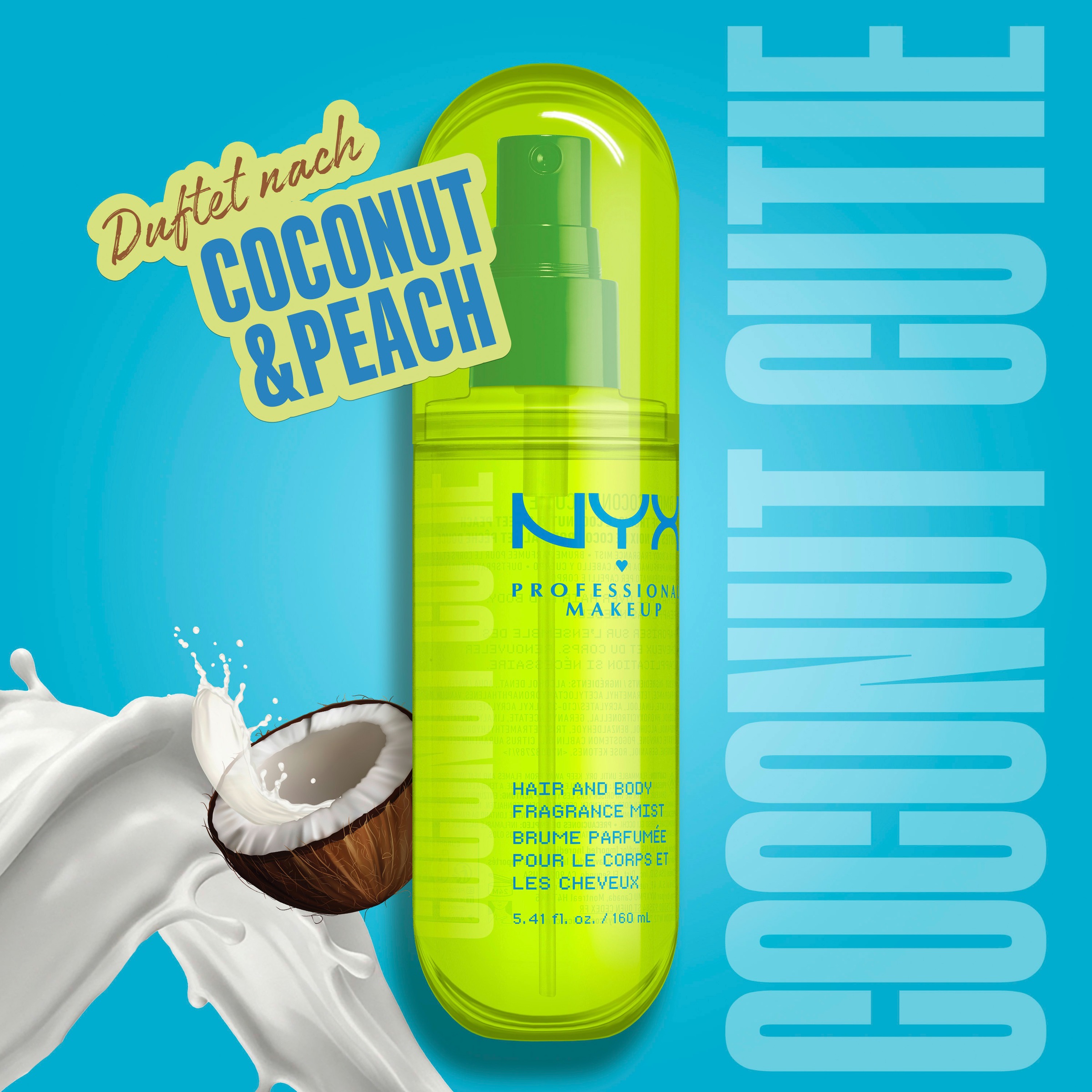 NYX PROFESSIONAL MAKEUP Bodyspray »COCONUT CUTIE HAIR & BODY MIST« tropische Mischung aus Kokosnuss & Pfirsich