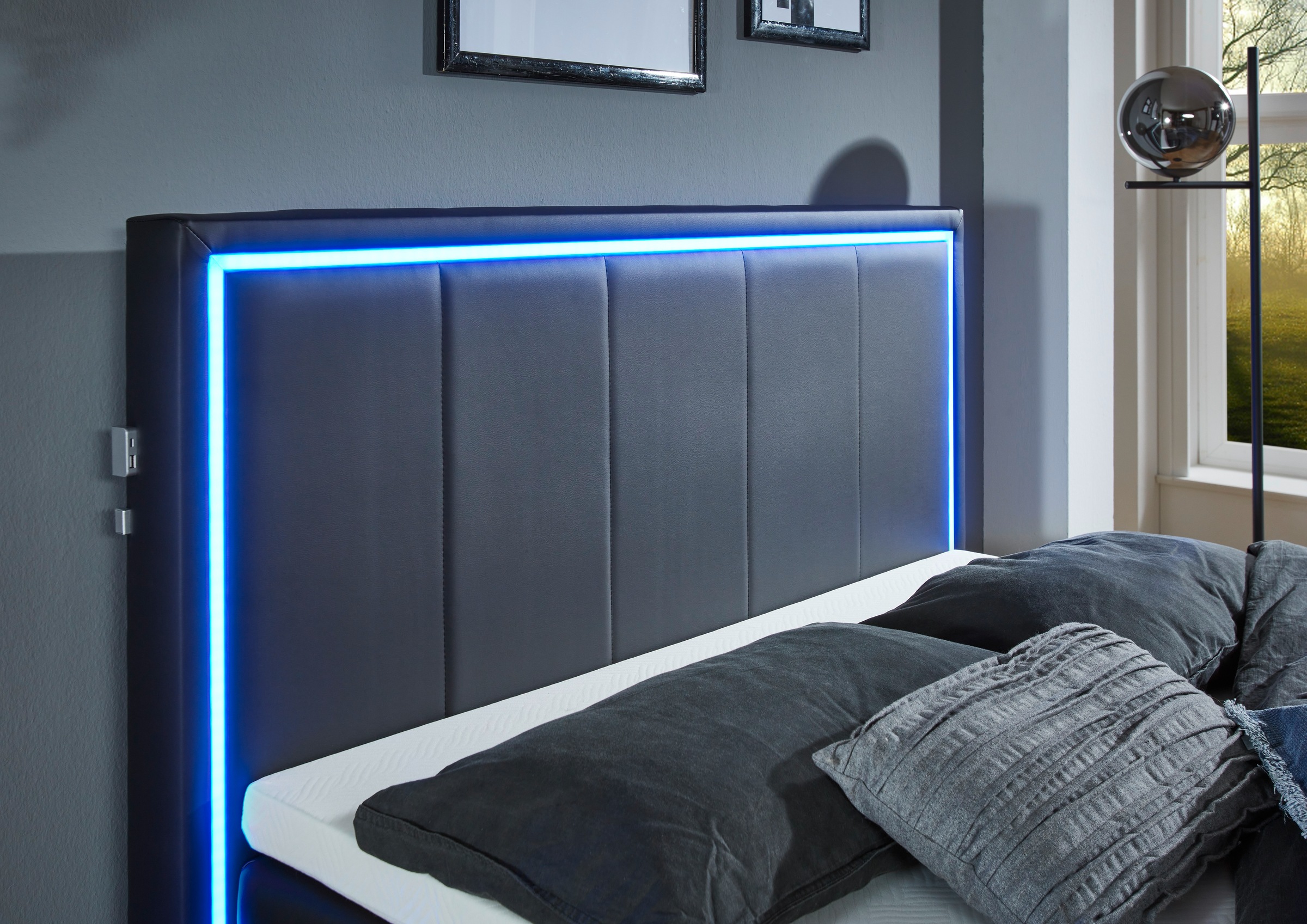 meise.möbel Boxbett »Colorado«, inkl. LED-Beleuchtung im Kopfteil, Bettkasten und Topper